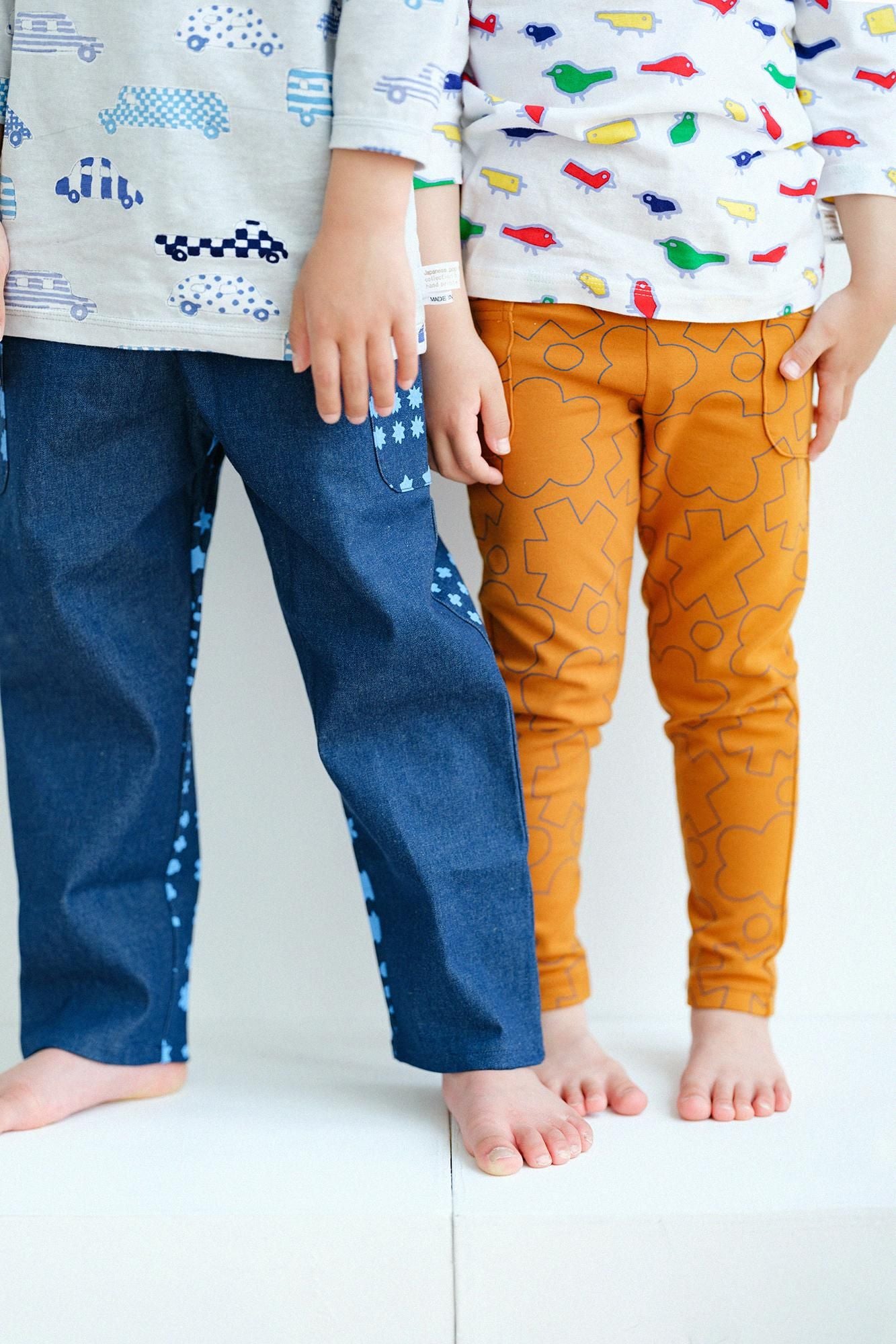 ●High-density Knit Patterned Skinny Pants／Springy Orange