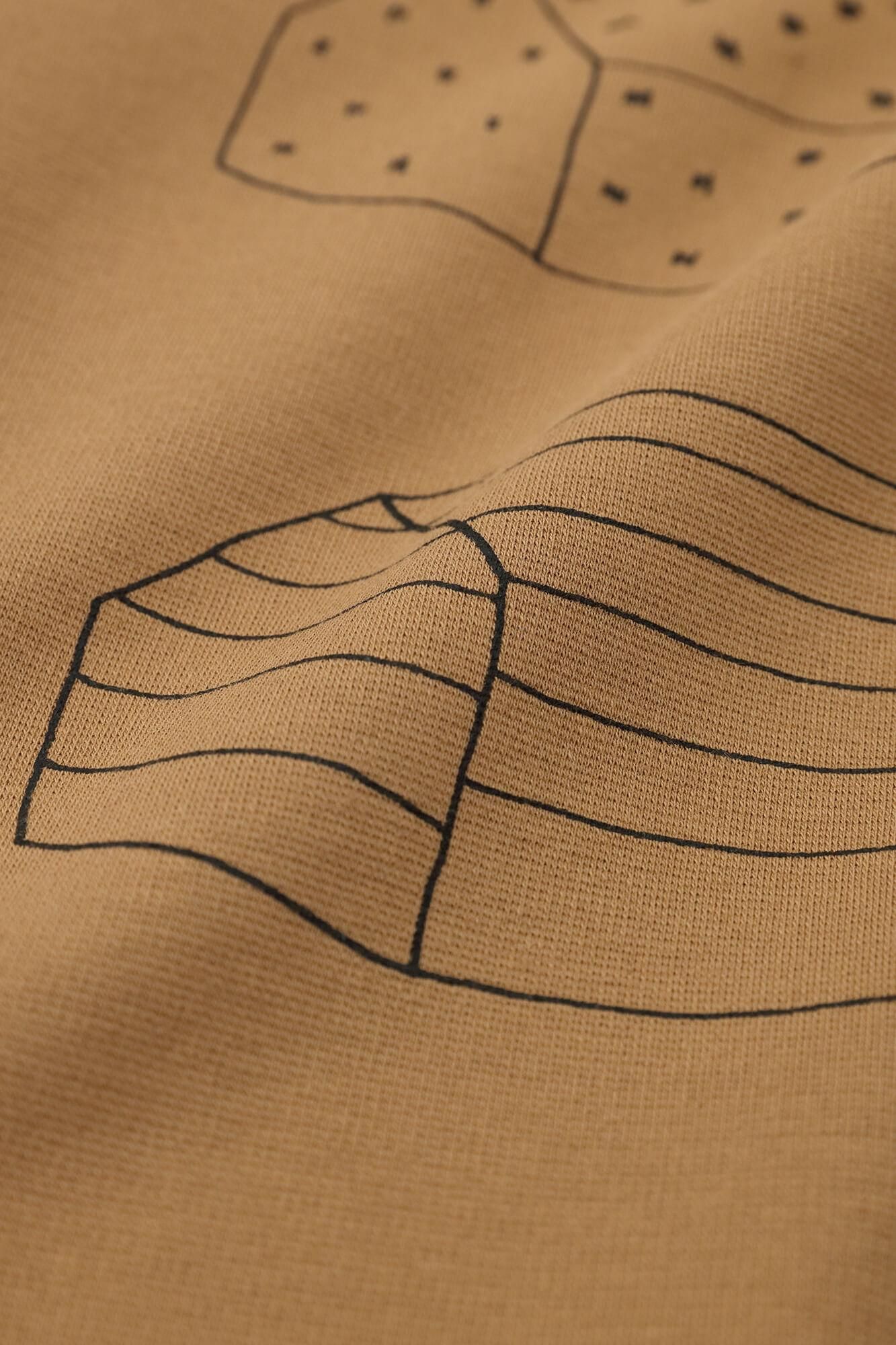 ●高密度棉針織 圖案細腿褲／家 聚落 黃土色