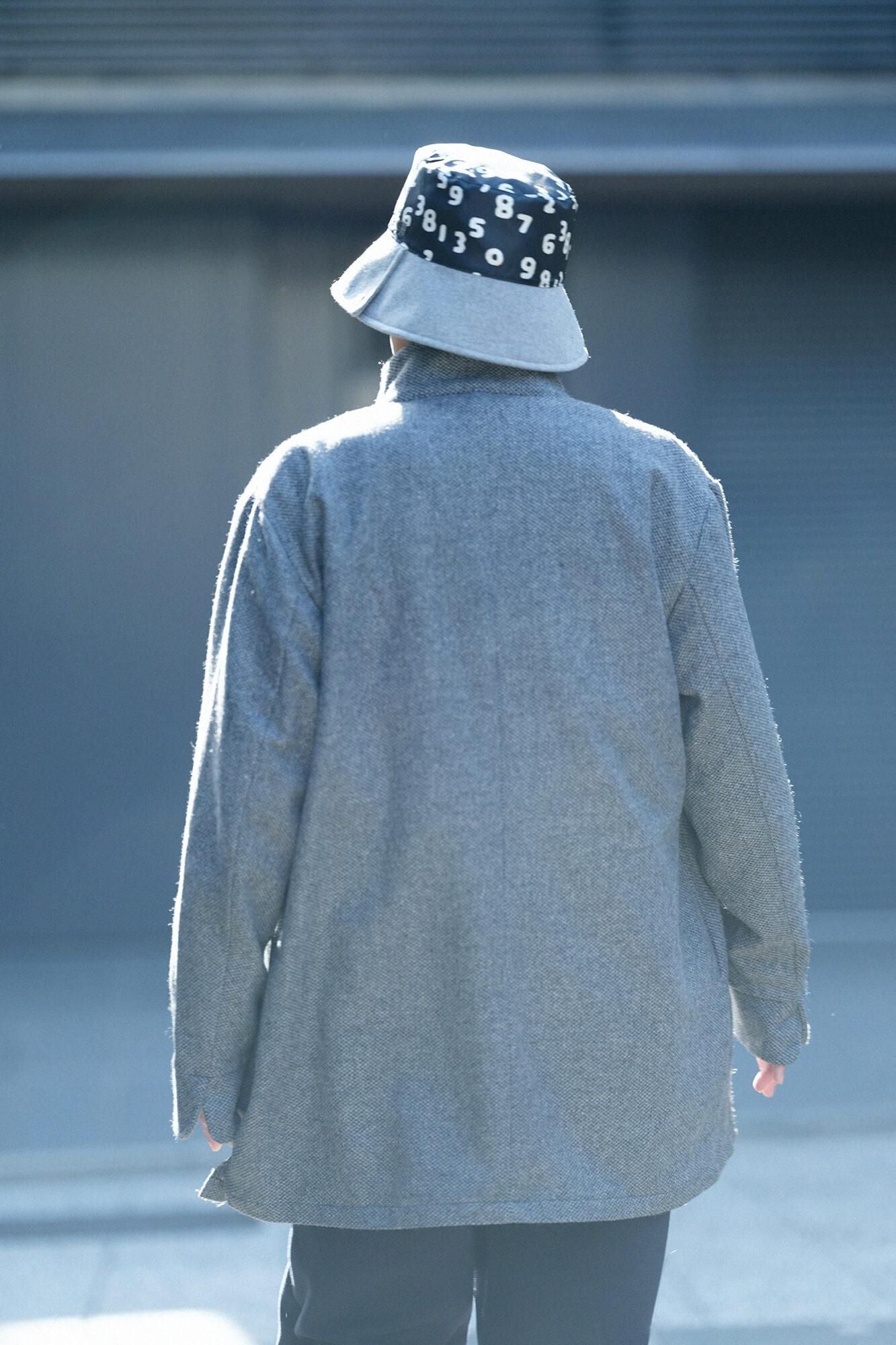 [Nur online] Bishu Tweed Twill Weave Stehkragen Kurzmantel/Nibi-iro x Forest Life