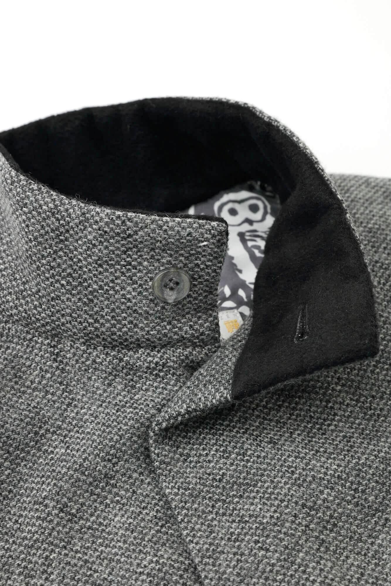 [Nur online] Bishu Tweed Twill Weave Stehkragen Kurzmantel/Nibi-iro x Forest Life