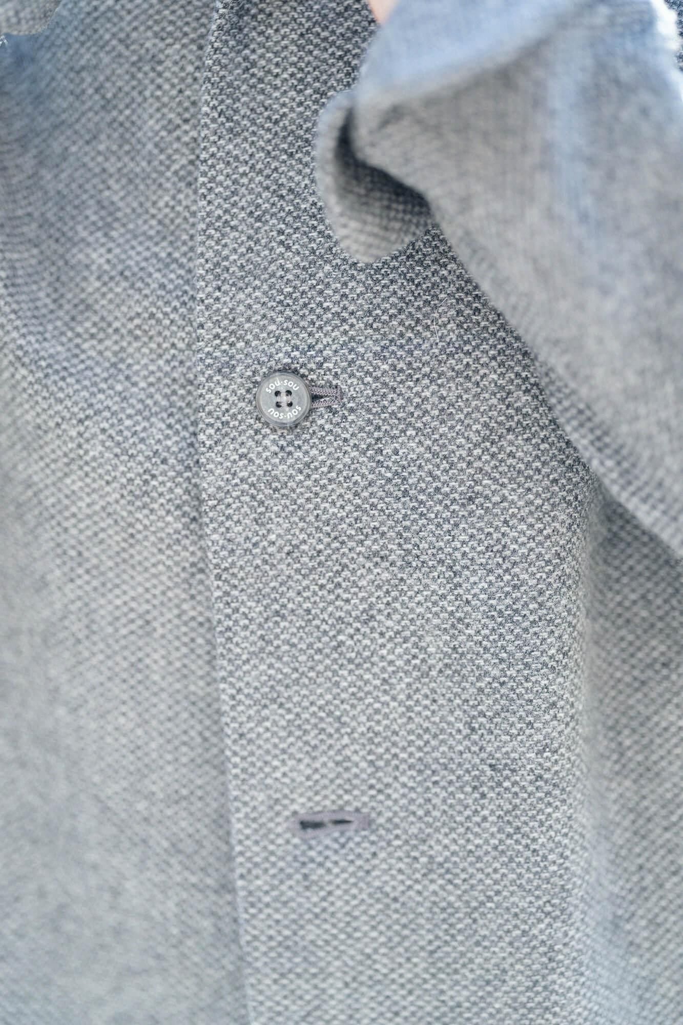 [Nur online] Bishu Tweed Twill Weave Stehkragen Kurzmantel/Nibi-iro x Forest Life