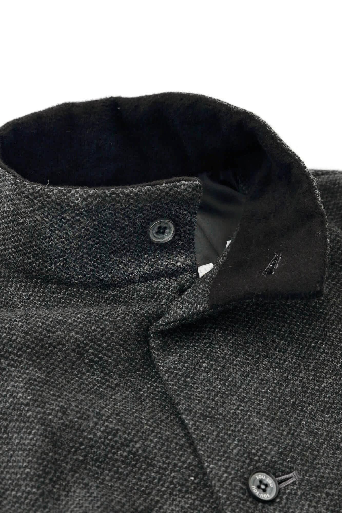 【預購】尾州緹花 斜紋織 立領短外套／墨色×SO-SU-U十數（※預計於12月9日左右發貨）