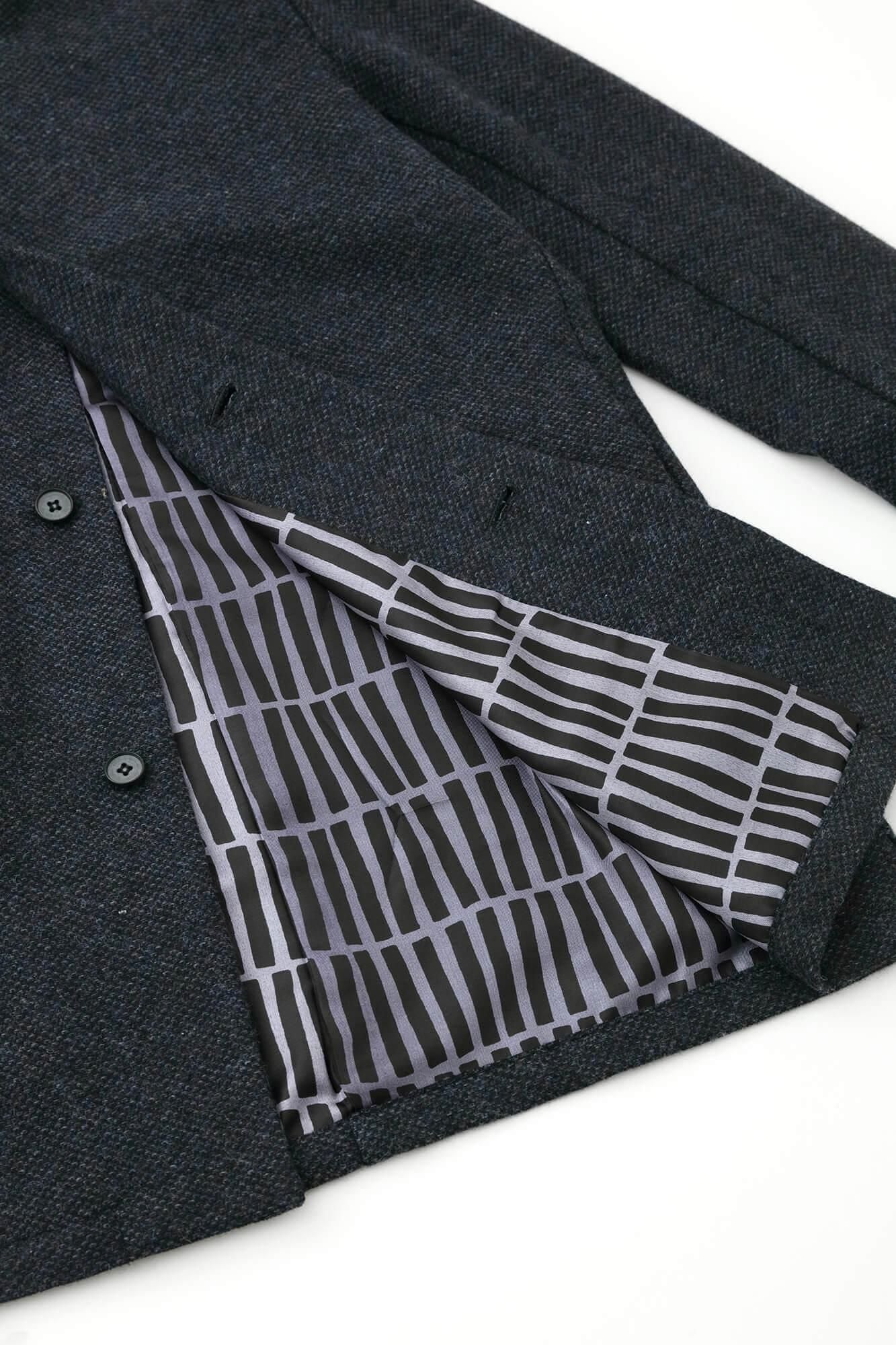 【預購】【net限定】尾州緹花 斜紋織 立領短外套／青墨色×拍子木（※預計於12月9日左右發貨）