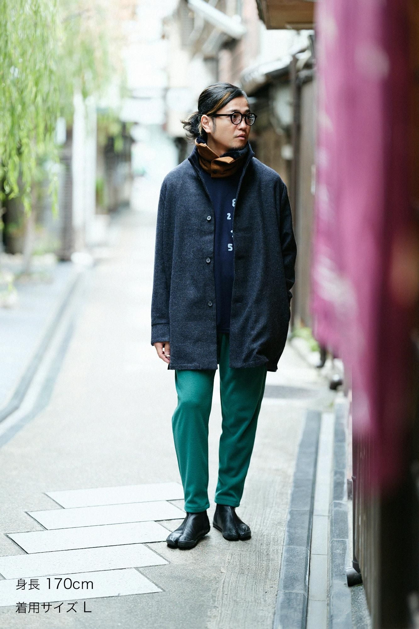 【預購】【net限定】尾州緹花 斜紋織 立領短外套／青墨色×拍子木（※預計於12月9日左右發貨）