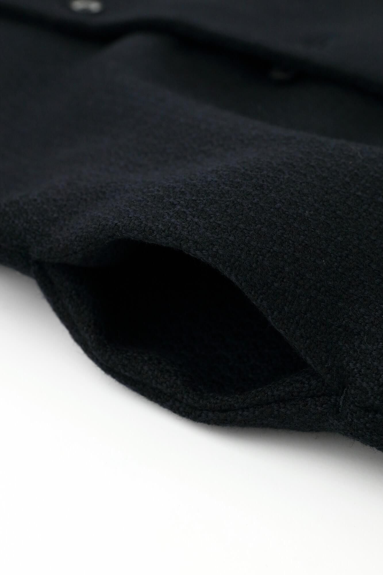 [Nur online] Langer Wollmantel mit Dobby-Webmuster und Stehkragen/Tiefblau xSO-SU-U