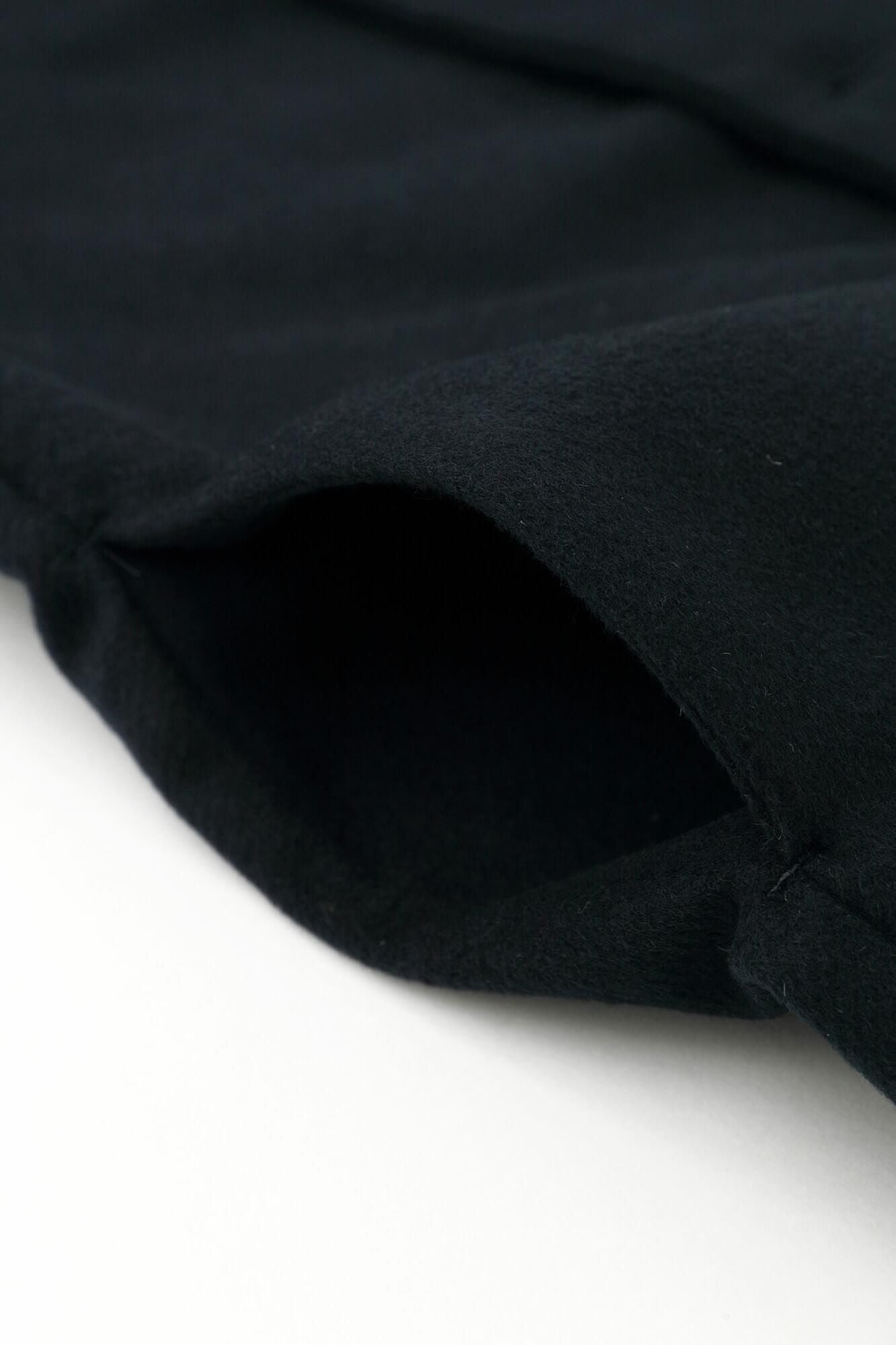 カシミヤ混 梳毛（そもう） スタンドカラー ロングコート／深紺（しんこん）×茶利（ちゃり）