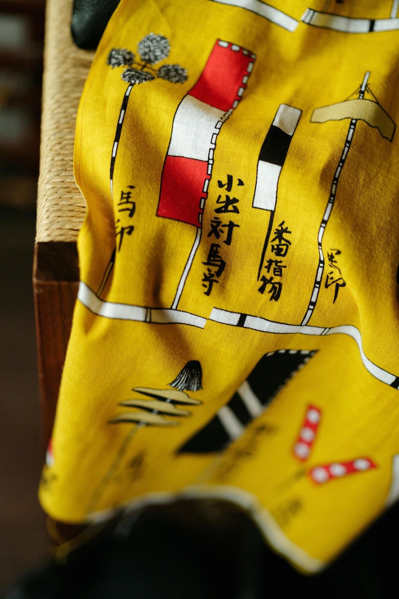 Isemomen Cotton Textile Handkerchief / Shosho Seiki Zu / Designs of Banners and Standards of Various Generals