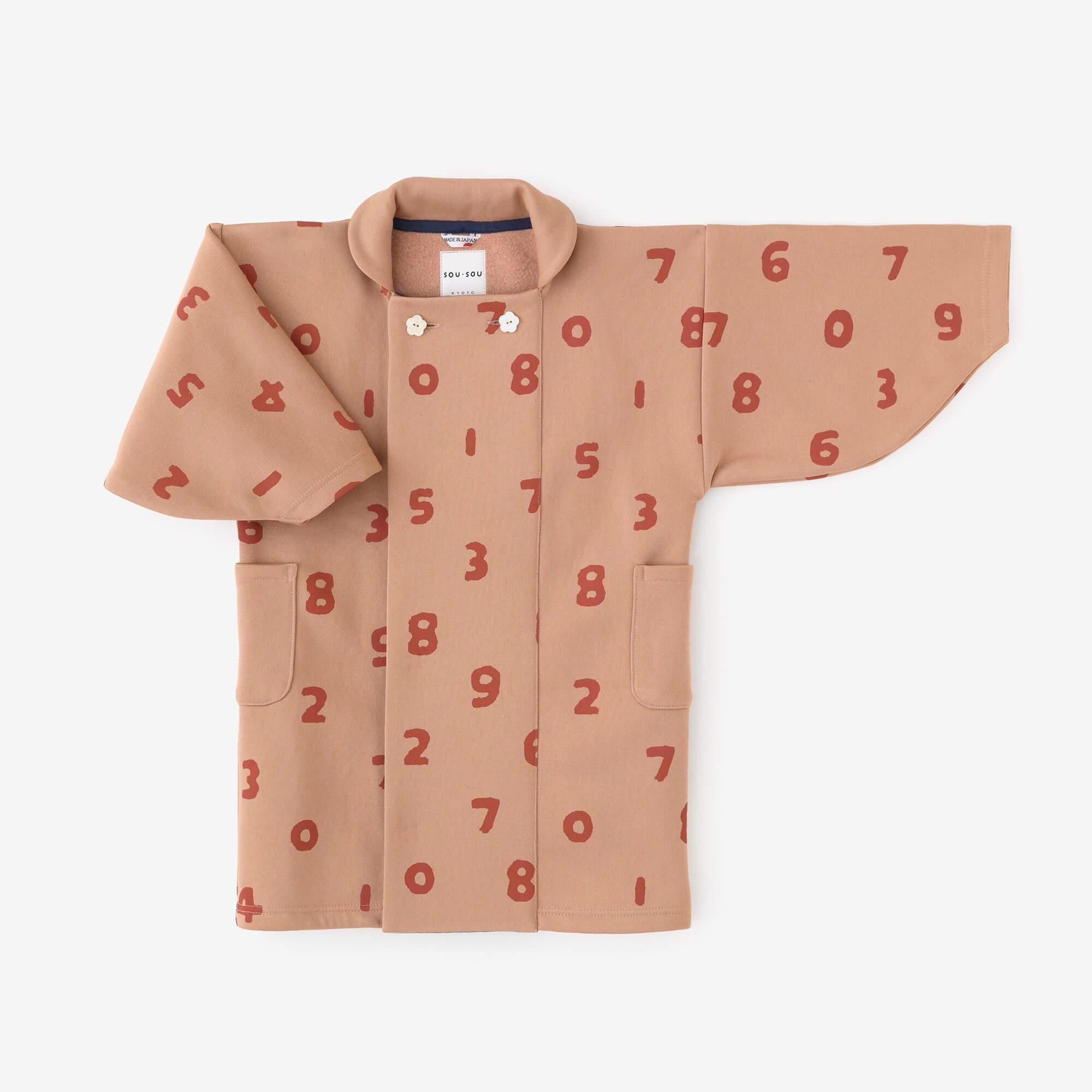 ● Fleece Lining Knit Square Neck Naginata Sleeve Coat / SO-SU-U Pale Orange