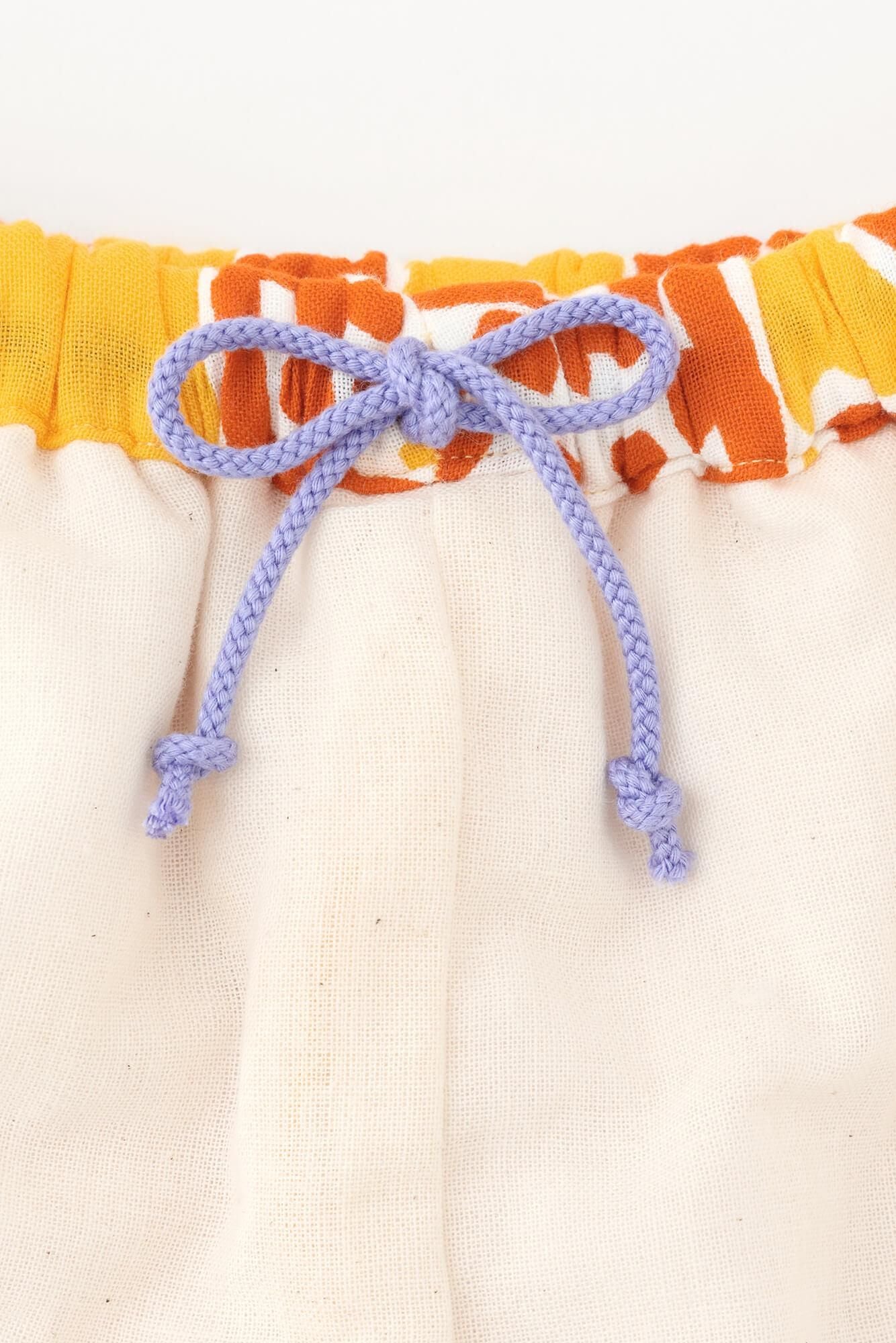 ●伊勢木棉 夾棉 兒童作務衣 下／長頸鹿