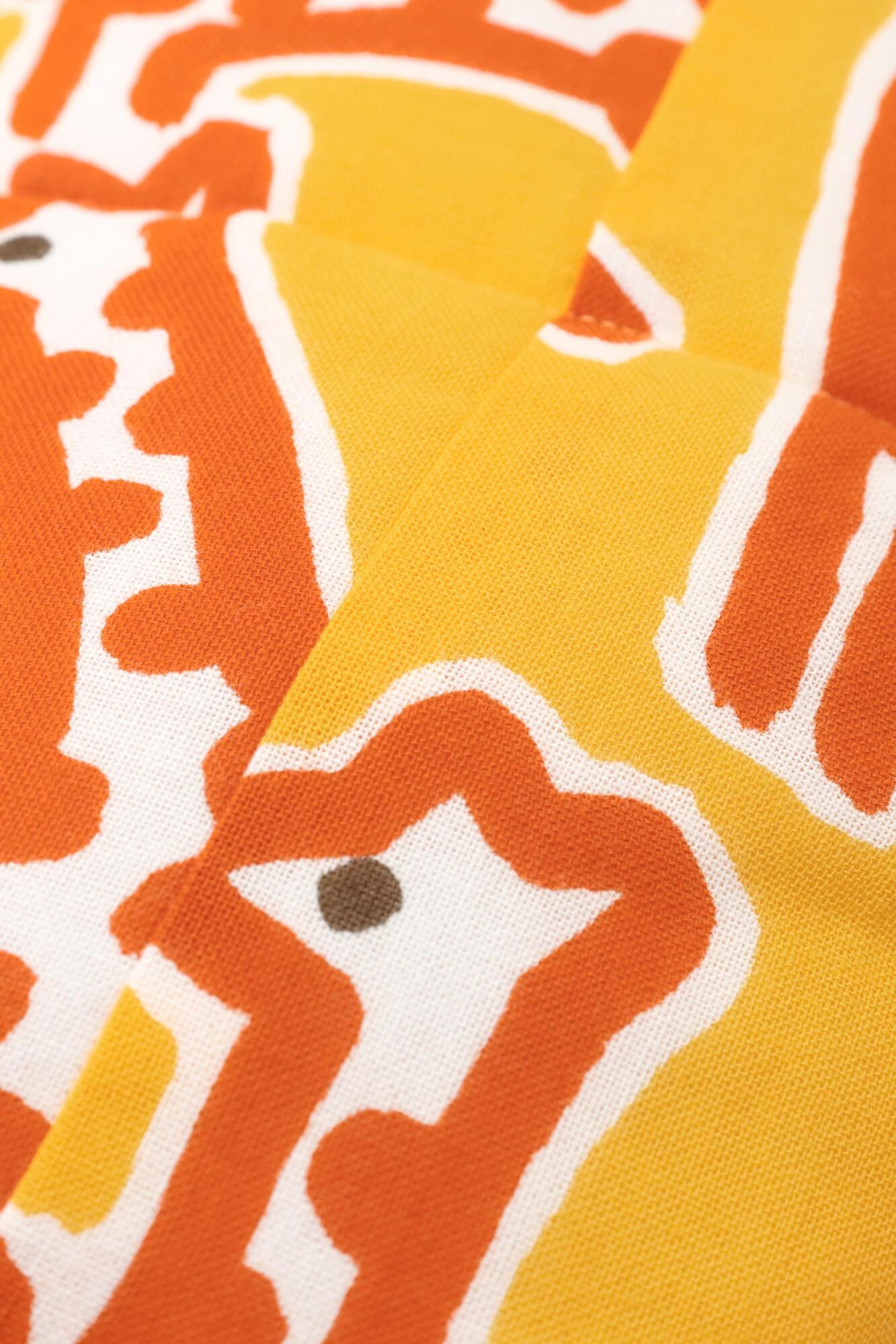 ●伊勢木棉 夾棉 兒童作務衣 下／長頸鹿