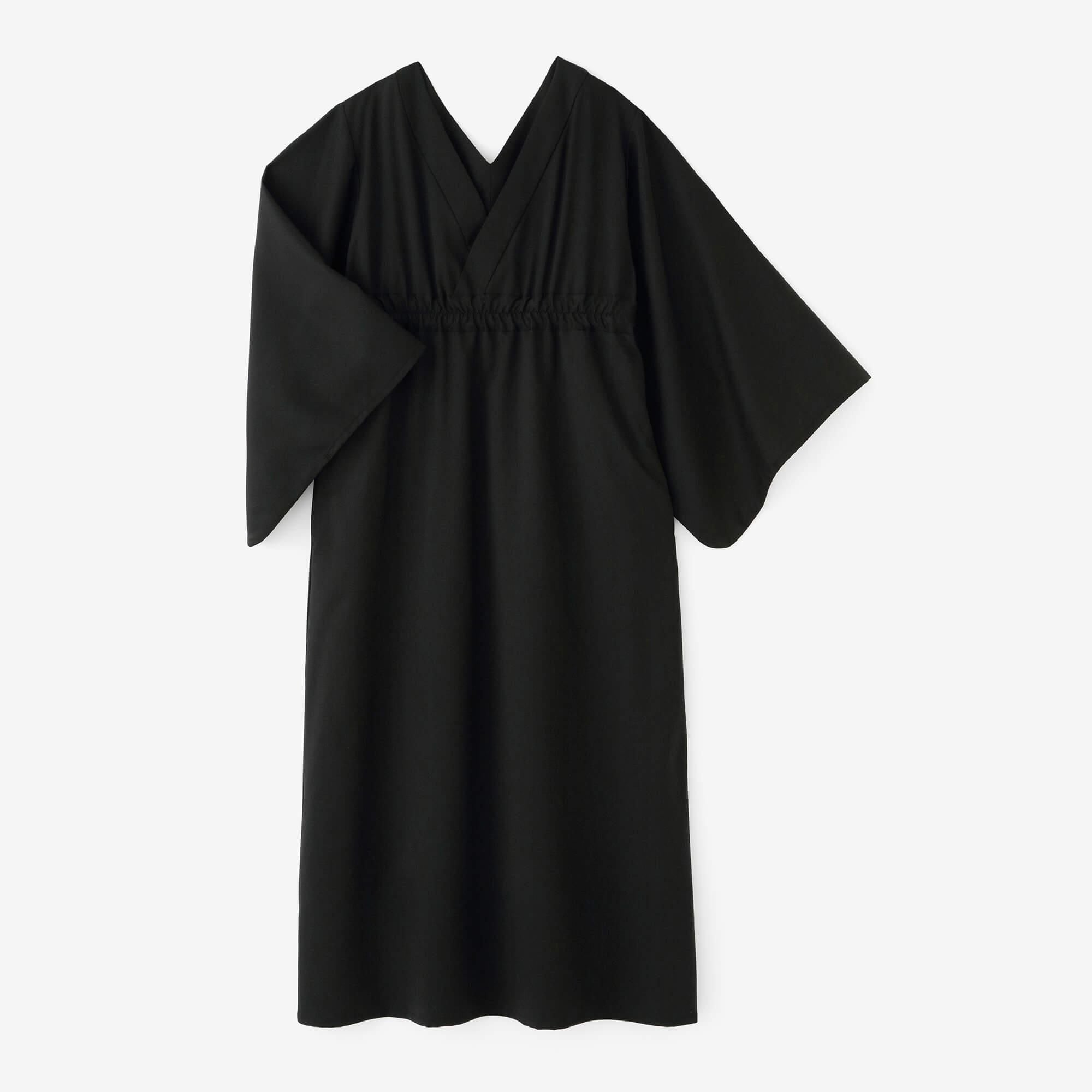 42 Count 2-ply Combed Yarn Kimono Dress Long / Black