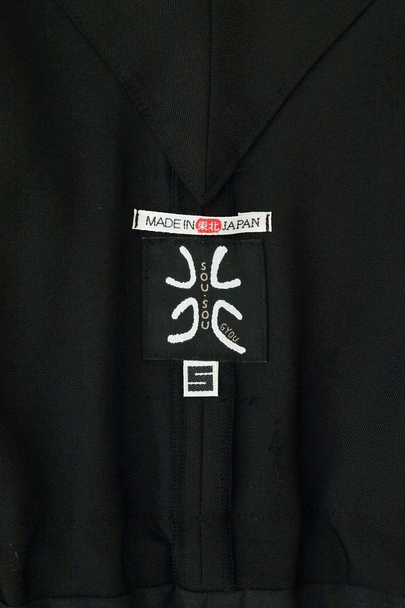 42雙線梳毛和服形洋裝長版/黑色