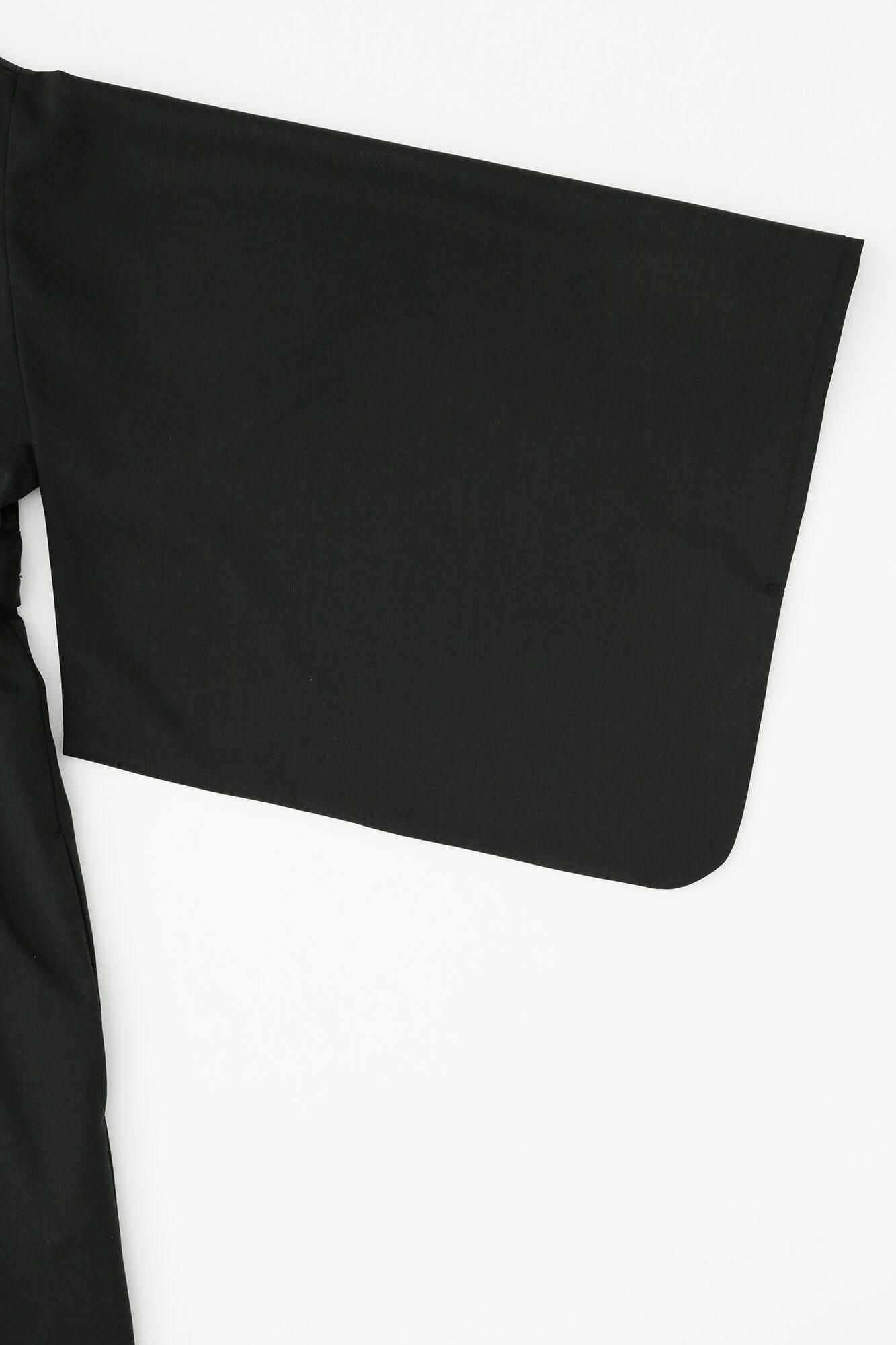 42雙線梳毛和服形洋裝長版/黑色