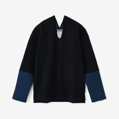 接結梳毛（せっけつそもう） 阿弥（あみ） 違い袖貫頭衣（ちがいそでかんとうい）／濃紺（のうこん）