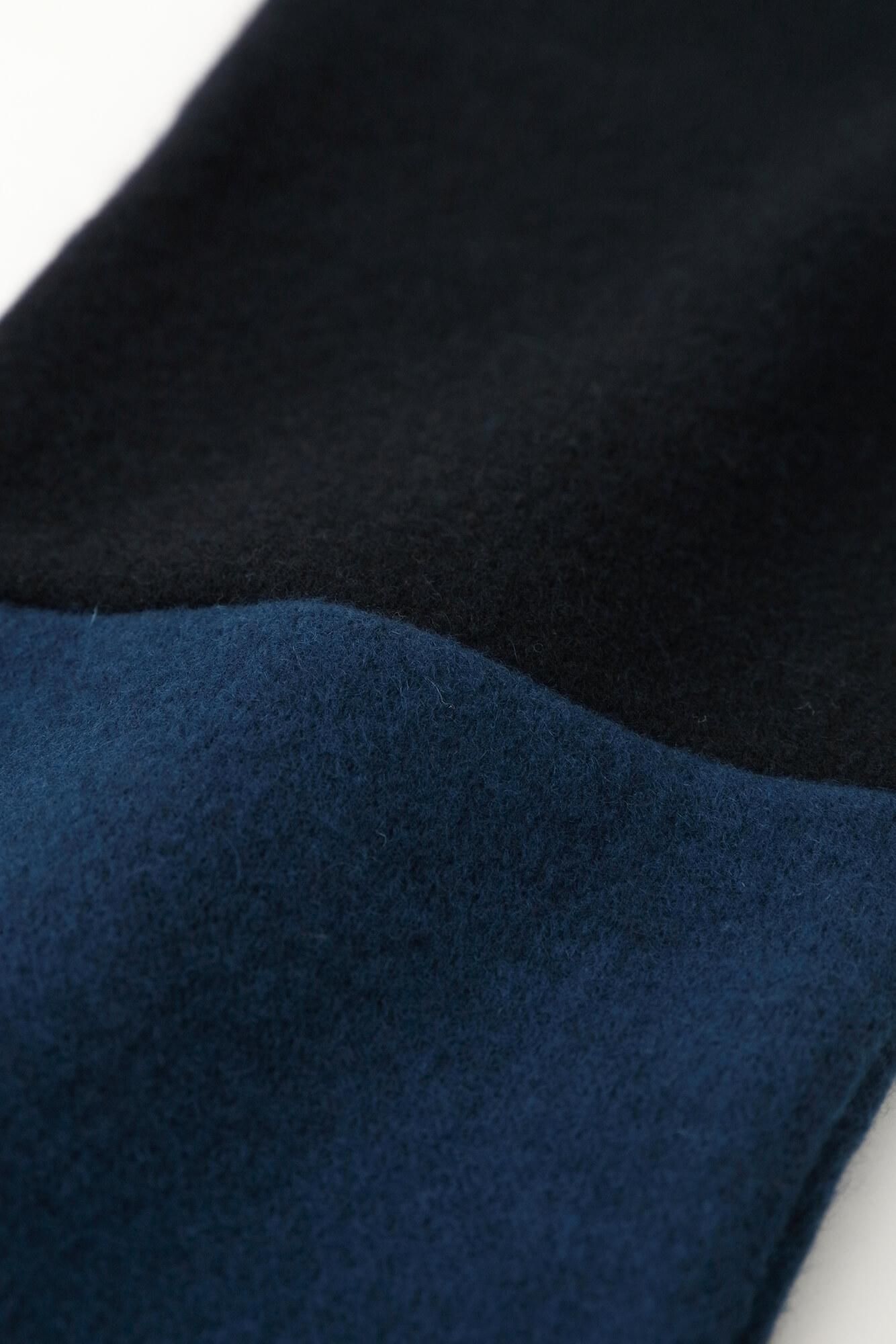 Dual-layered Knit Bi-color Sleeve V Neck Kantoui / Dark Blue