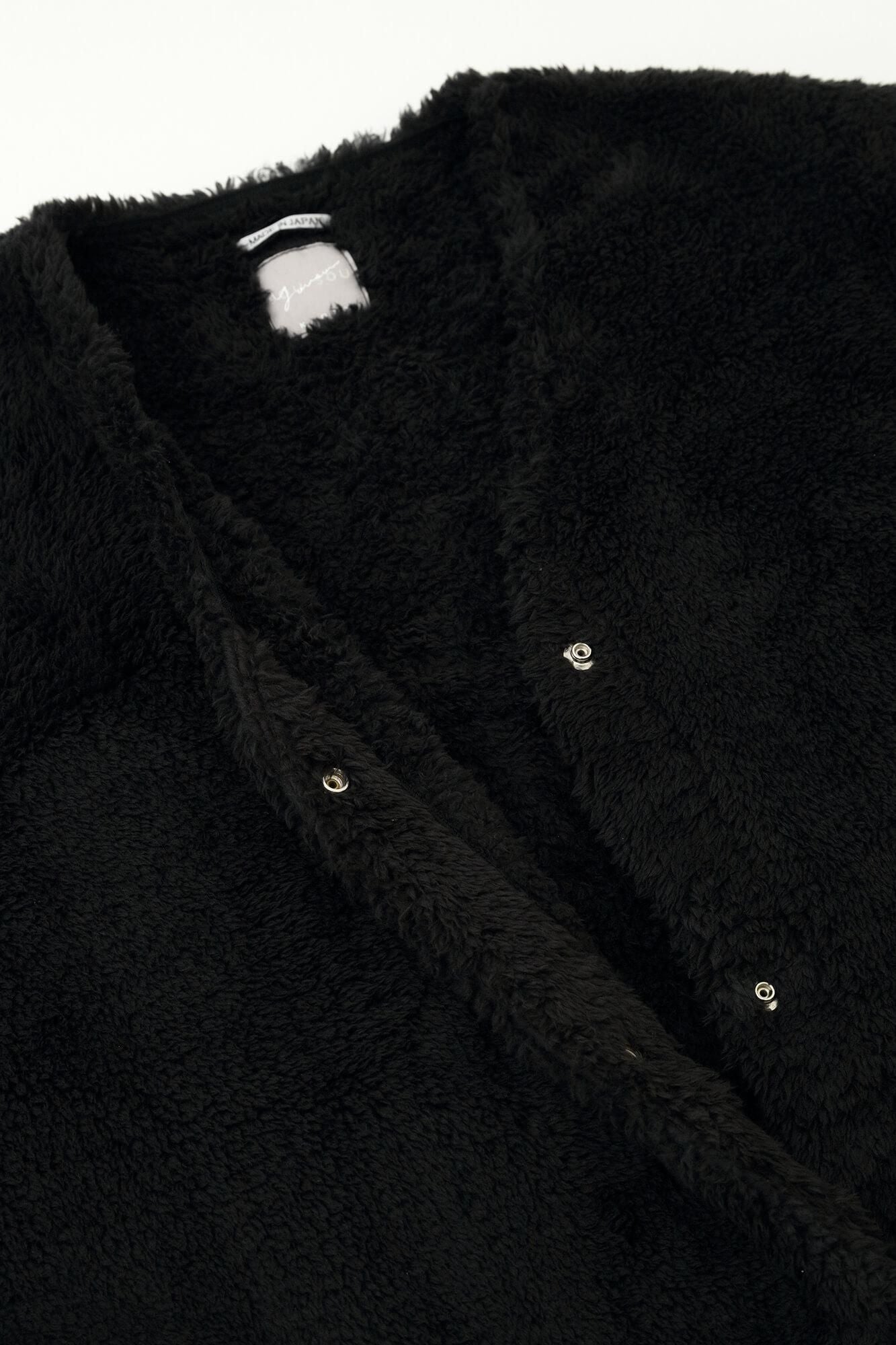 net限定】ボア Vネック ライトチュニックコート／濡羽色（ぬればいろ）