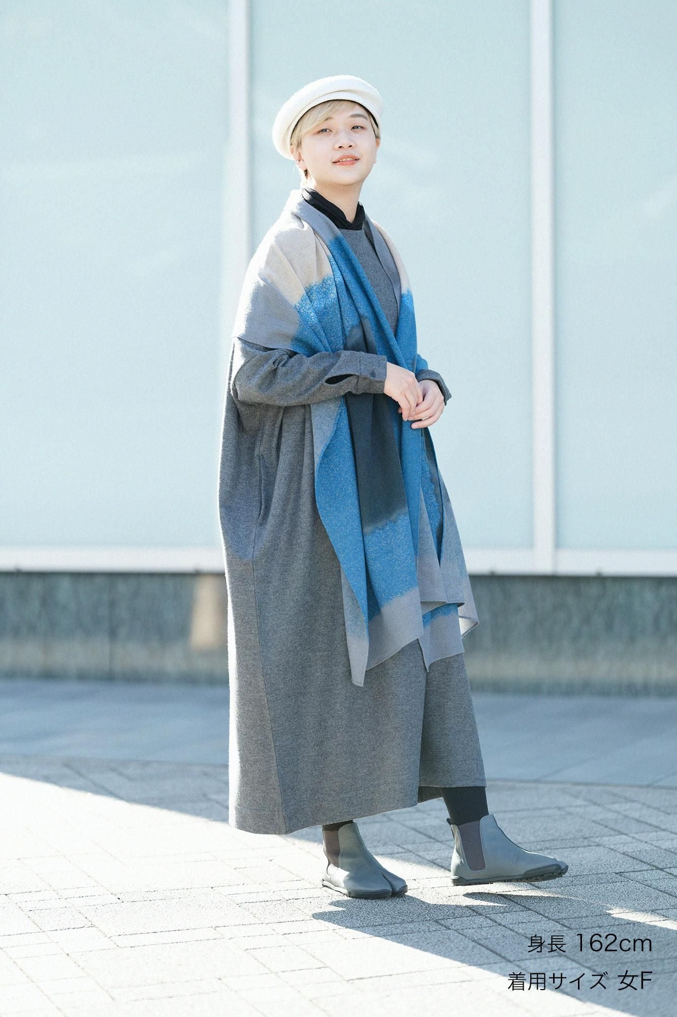 Combed Yarn Felted Interlock Knitting-Sided Knit Largo One-piece Dress Maxi Length / Grey Ink