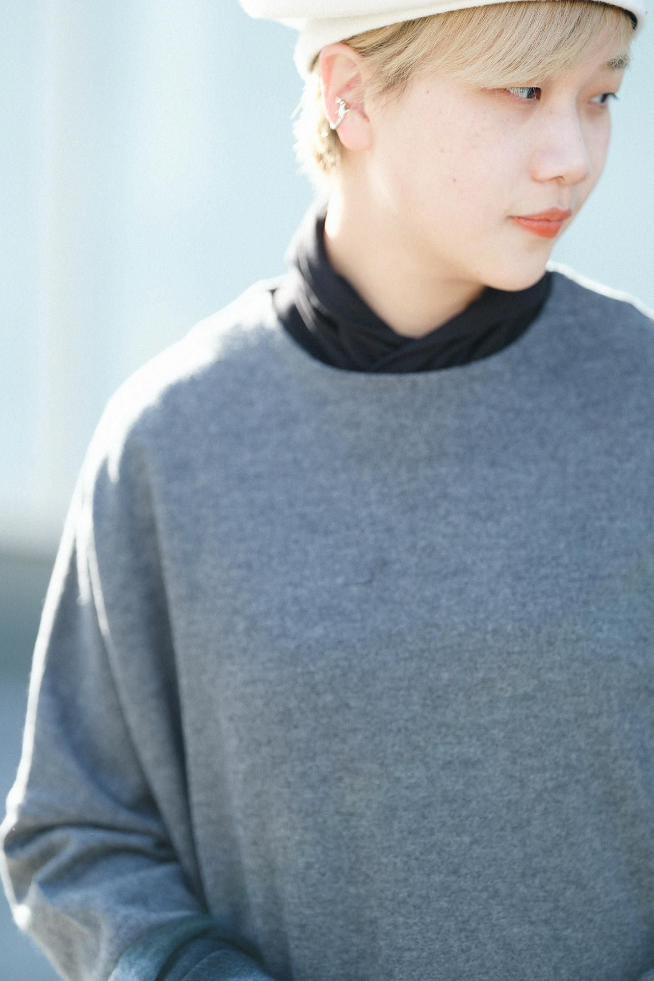 Combed Yarn Felted Interlock Knitting-Sided Knit Largo One-piece Dress Maxi Length / Grey Ink