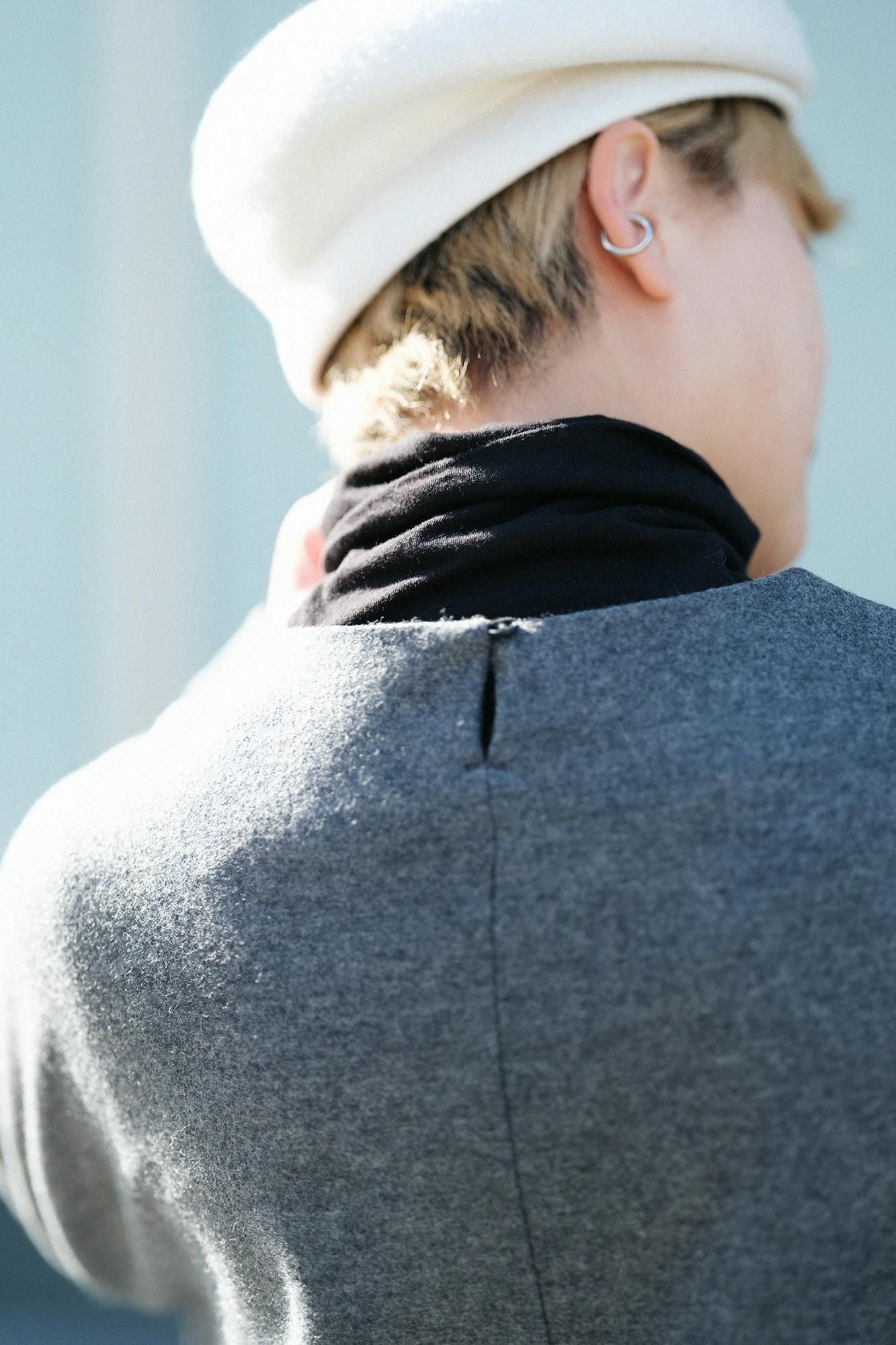 Combed Yarn Felted Interlock Knitting-Sided Knit Largo One-piece Dress Maxi Length / Grey Ink