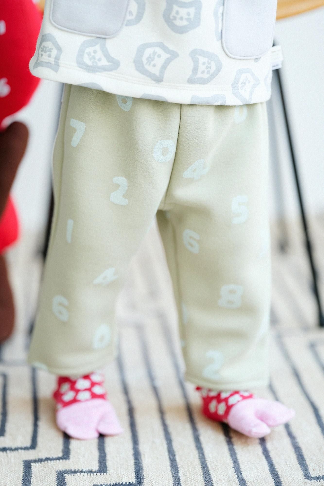 ●瓦楞編 童裝長褲／SO-SU-U 十數 黃綠色