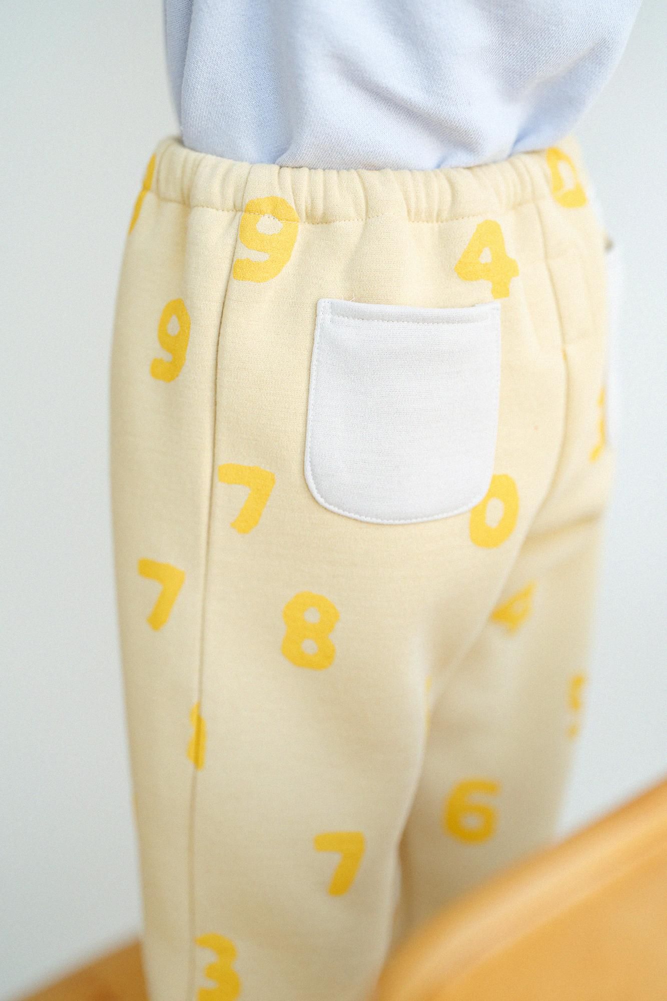 ●瓦楞編 童裝長褲／SO-SU-U 十數 淺黃色