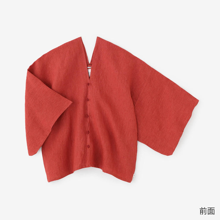 Enshu Linen Hatsuki Cardigan／Vermilion