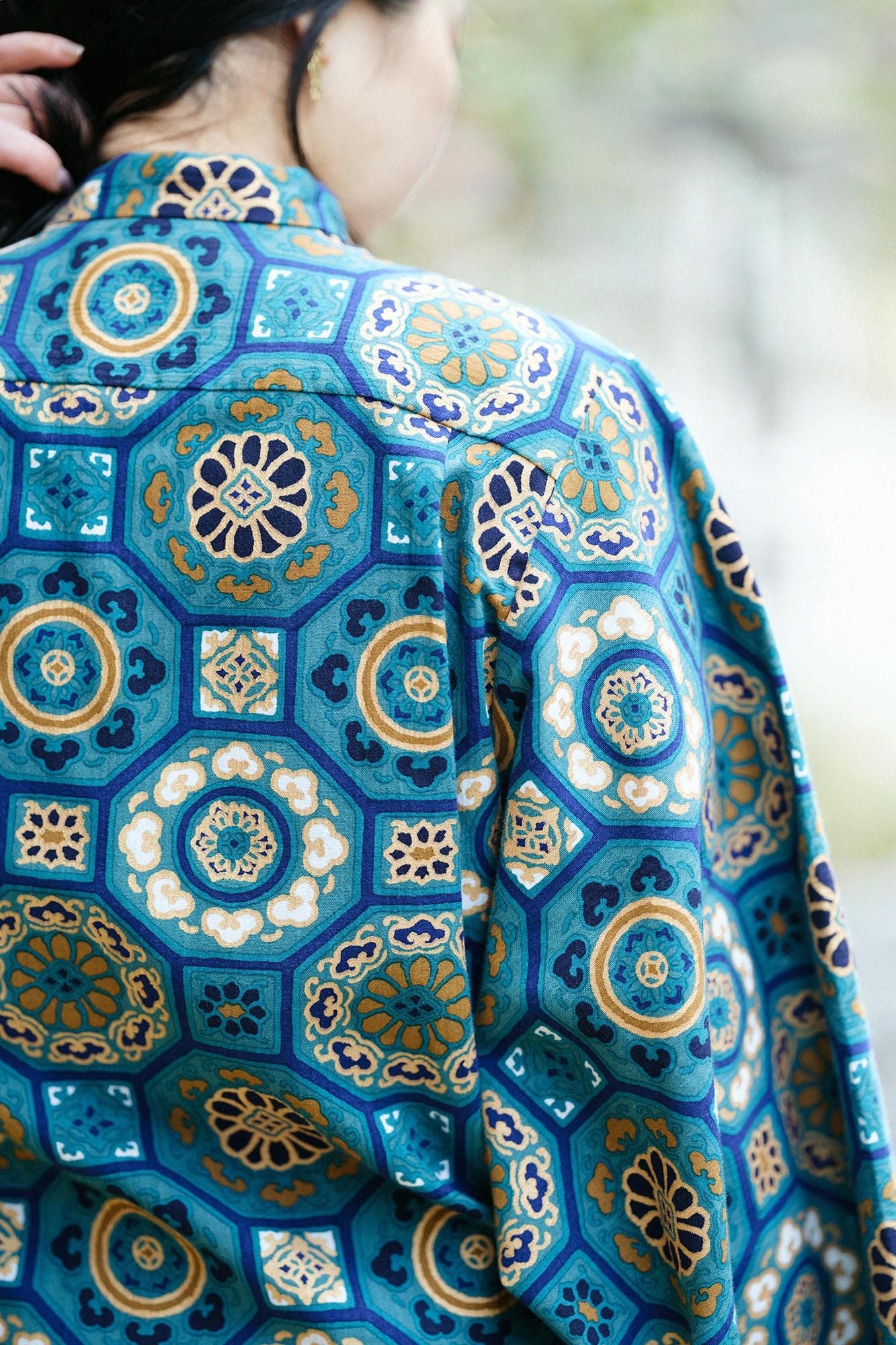 Chizimi Cotton 20/20 Kimono Sleeve Blouse / Gorgeous Green Jade Color