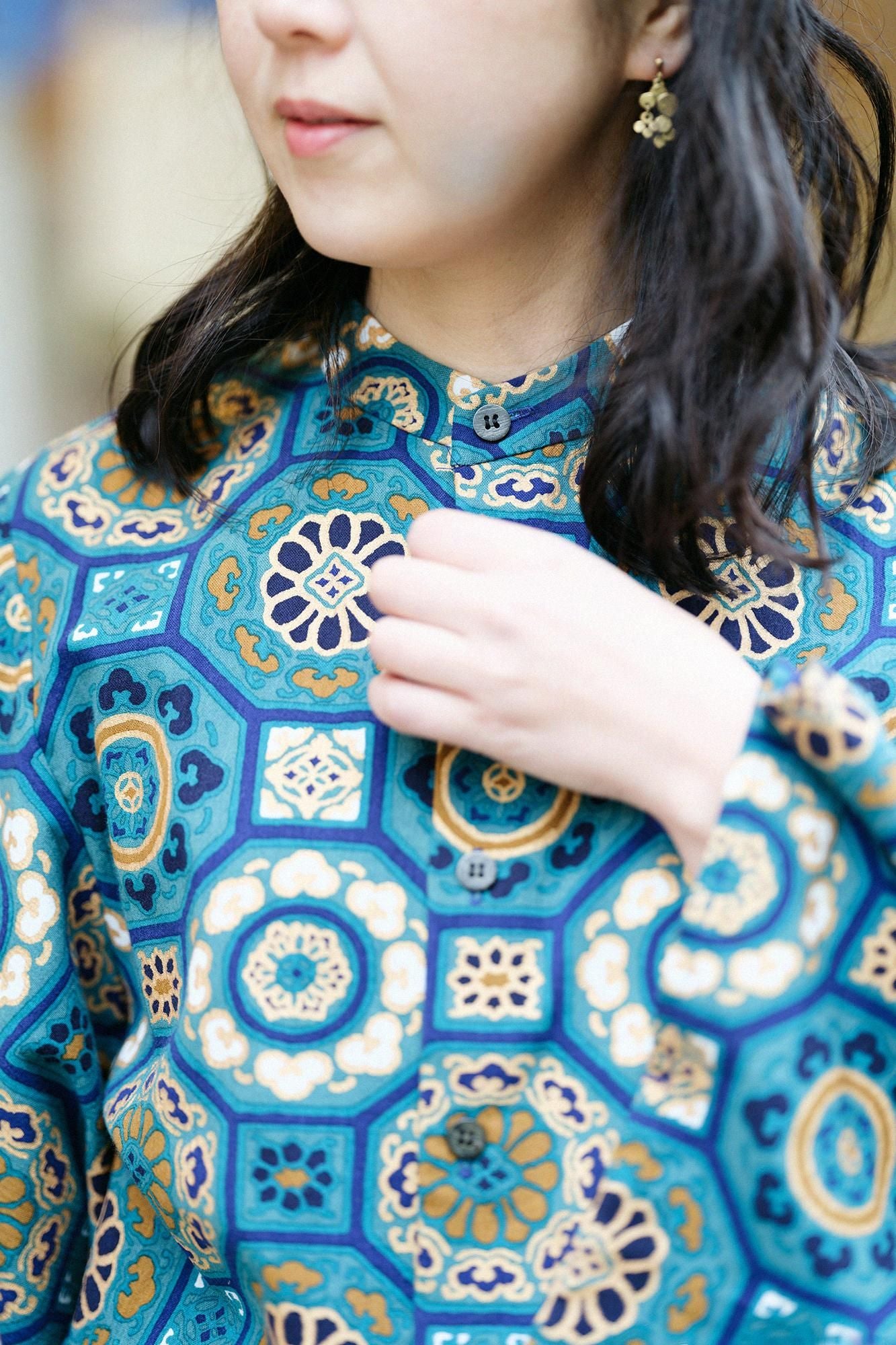 Chizimi Cotton 20/20 Kimono Sleeve Blouse / Gorgeous Green Jade Color