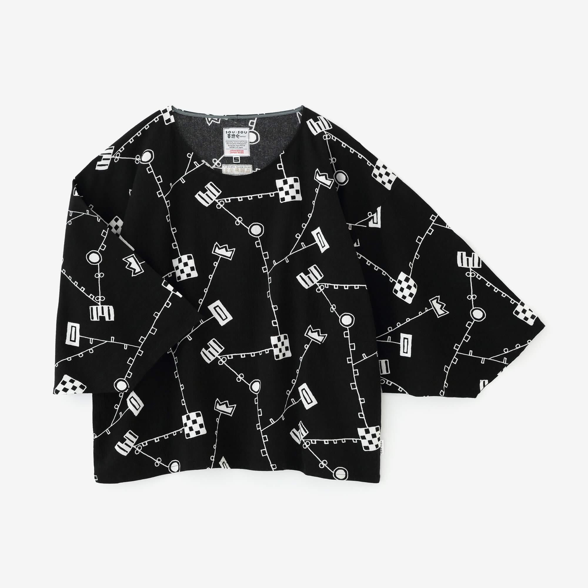 高島靜 20/20圓弧袖 方形上衣/唐草遊戲高島縮棉 20/20