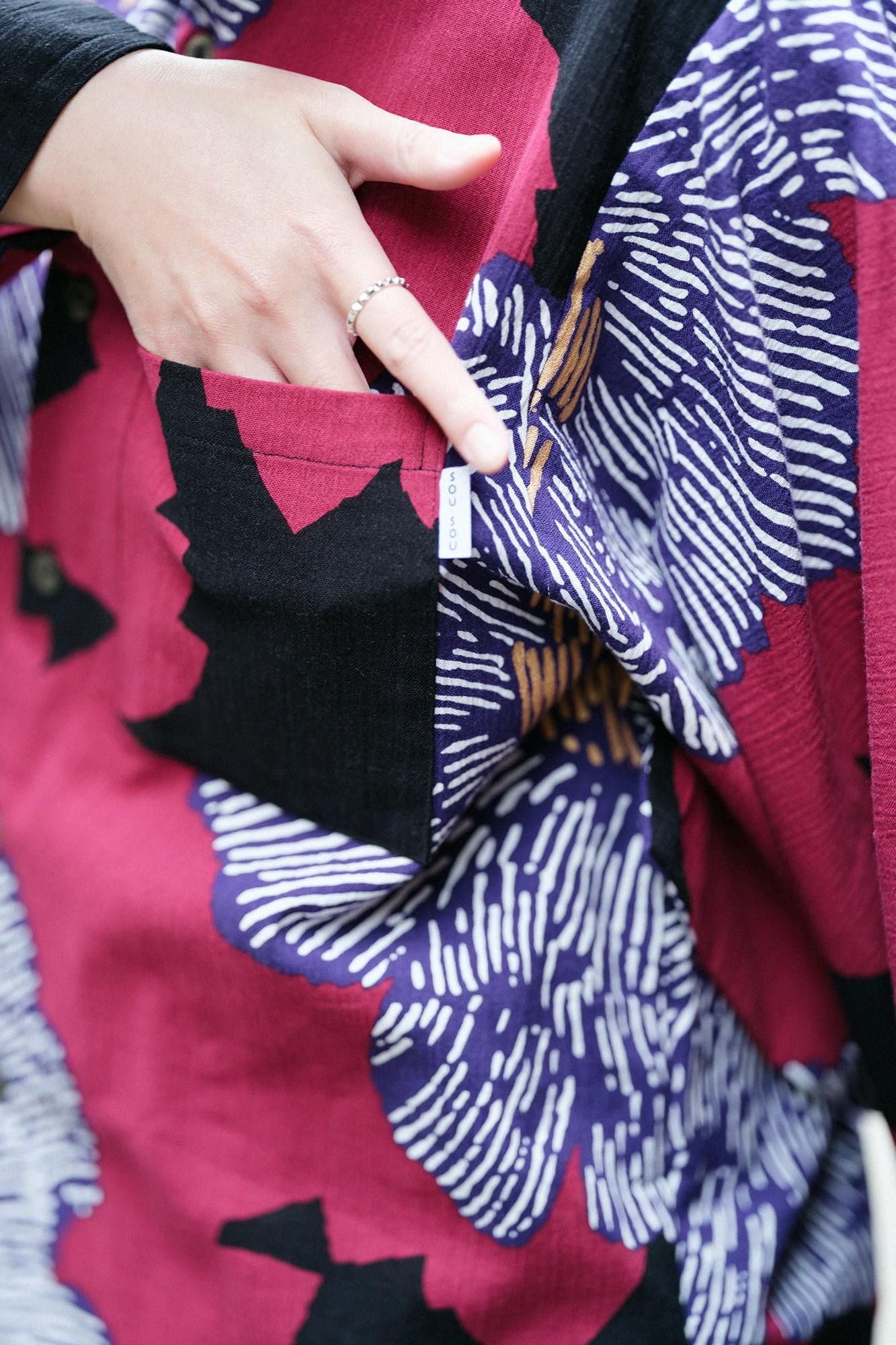 高島縮 20/20 薙刀長草衣（なぎなたながそうい）／芍薬