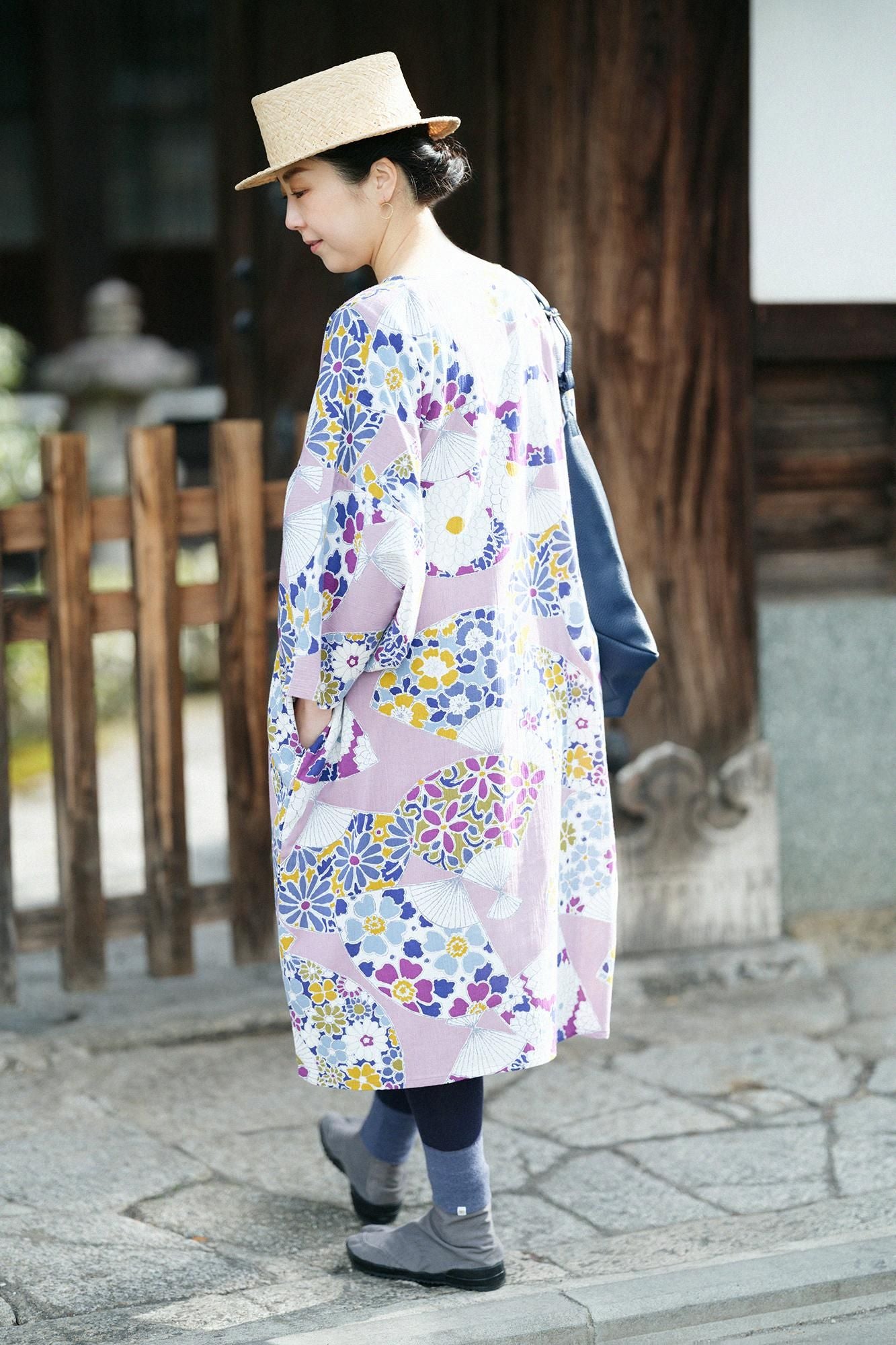 高島縮 20/20 薙刀長方形衣（なぎなたちょうほうけい）／扇