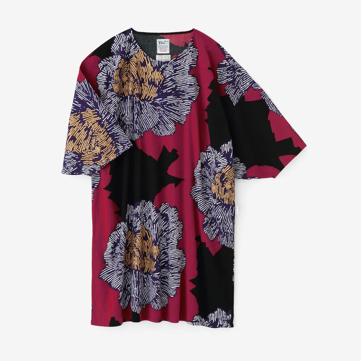 新品　試着のみ　ソウソウ　ワンピース　高島縮 薙刀長方形衣　芍薬　灯火 高島縮 20/20 薙刀長方形衣（なぎなたちょうほうけい）／芍薬