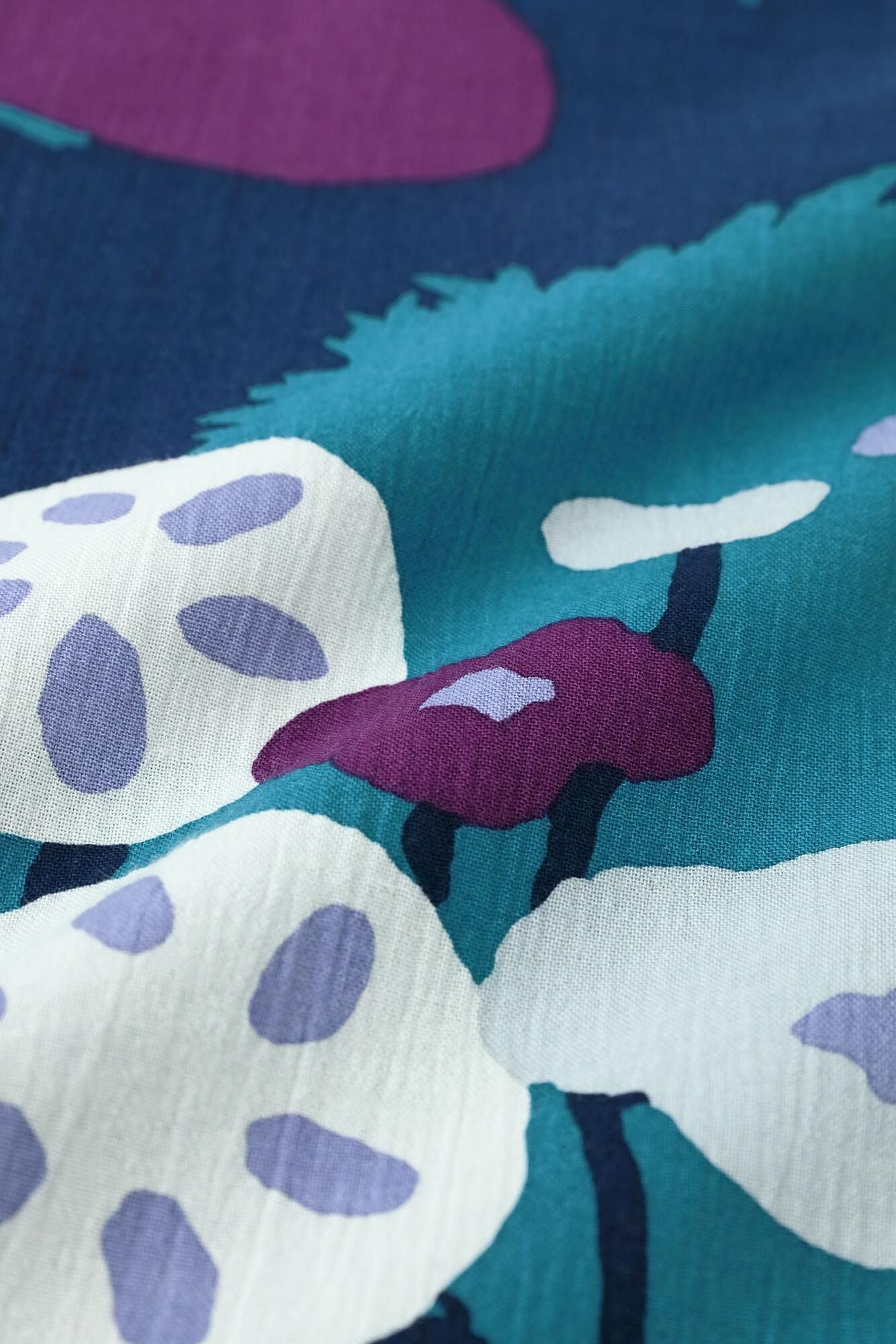 Chizimi Cotton 20/20 Naginata Rectangular Dress / Hundreds of Flowers