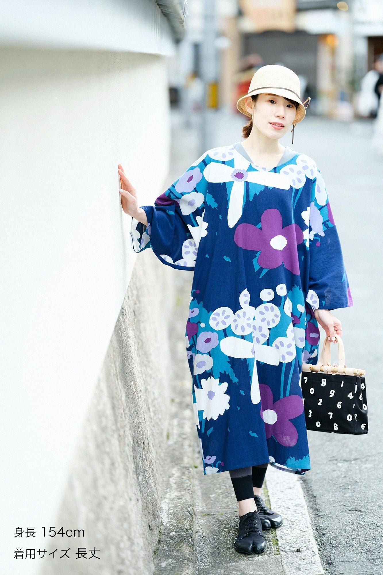 Chizimi Cotton 20/20 Naginata Rectangular Dress / Hundreds of Flowers