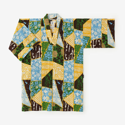 Chizimi Cotton 20/20 Long Fubi Kimono Shirt / Patchwork Kimono of Uesugi Kenshin Family-Recreation