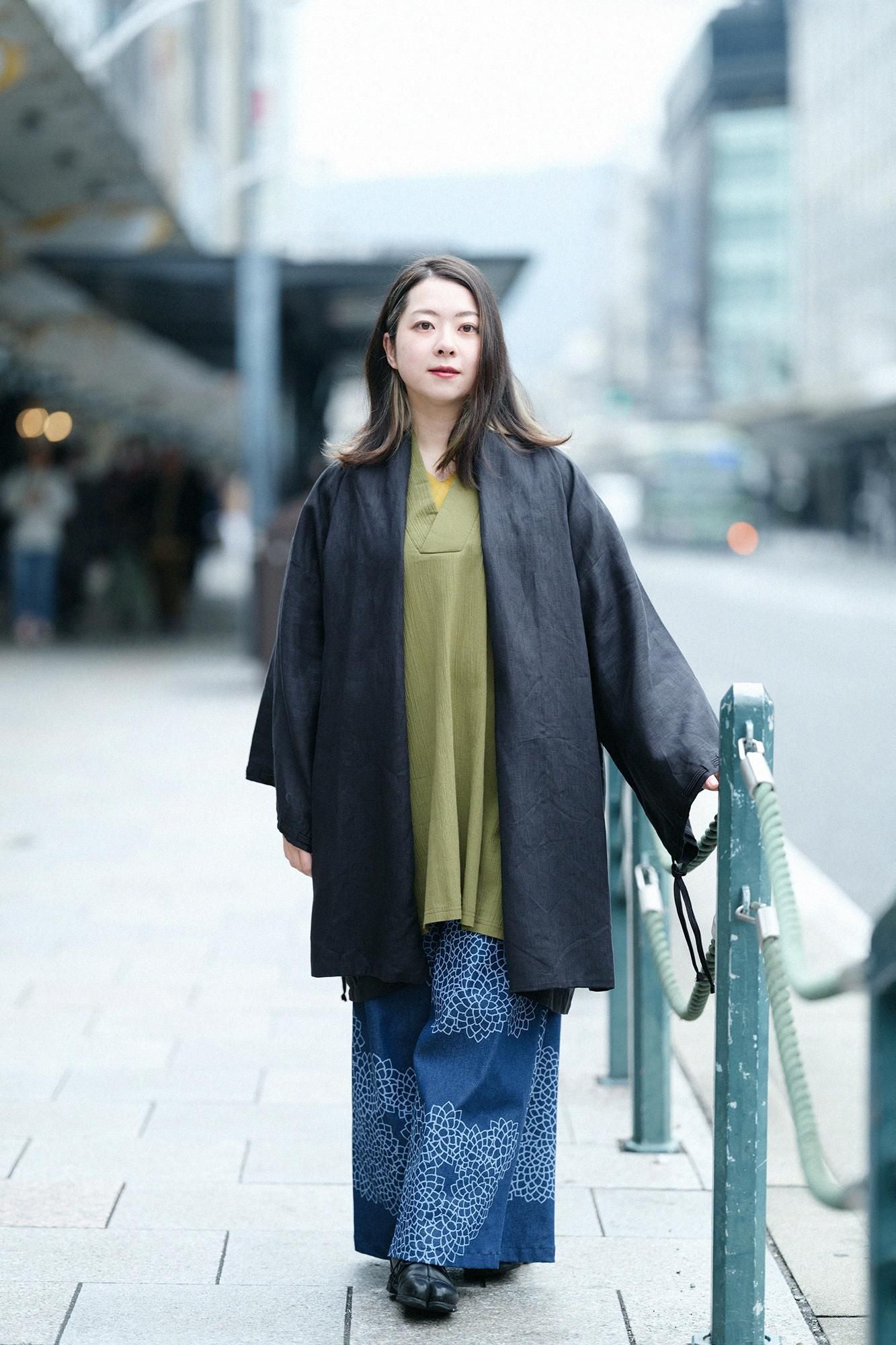 高島縮棉 20/20長風靡/灰綠色