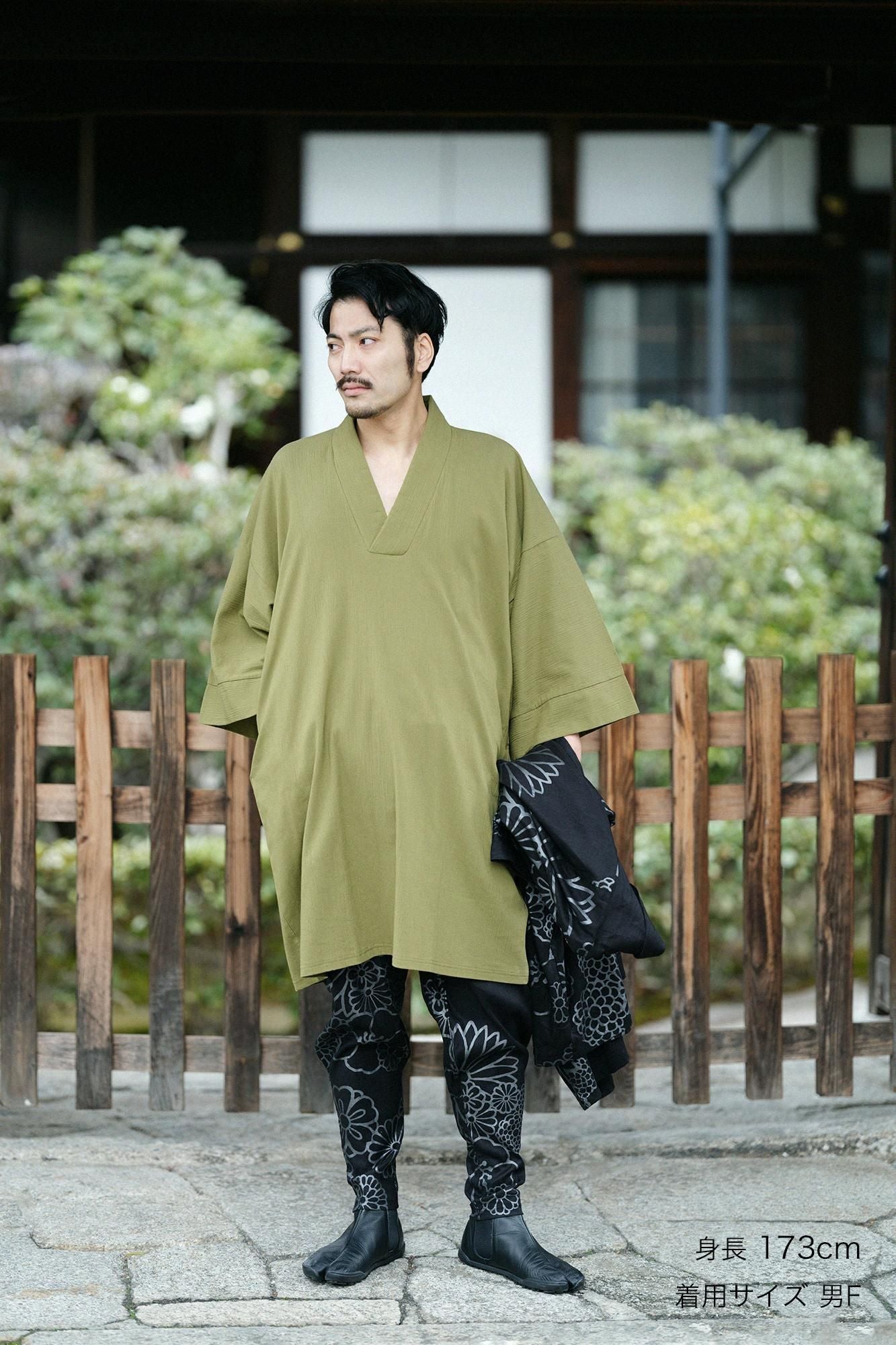 高島縮棉 20/20長風靡/灰綠色