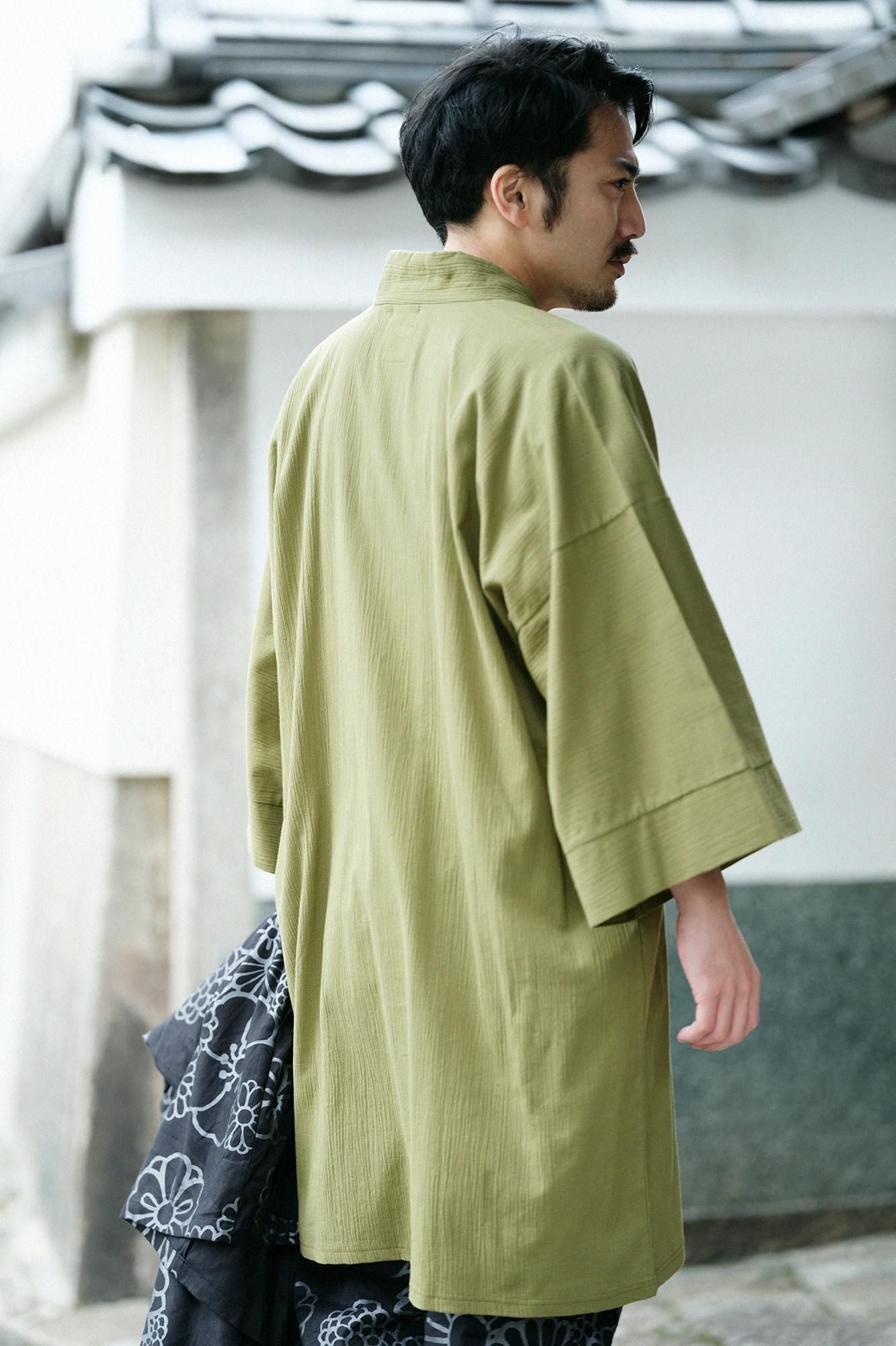 高島縮棉 20/20長風靡/灰綠色