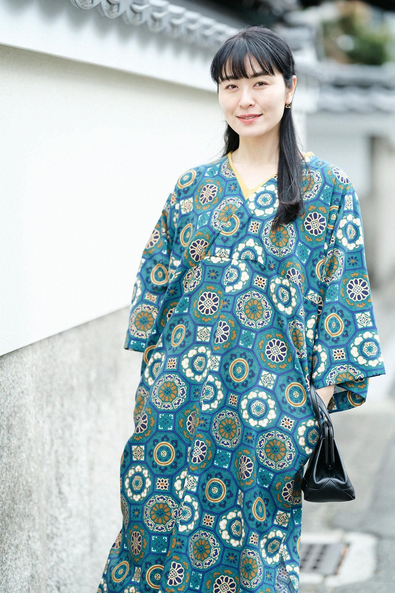 知多木綿 文（ぶん） 大帷（おおかたびら）／華麗（かれい） 緑玉色