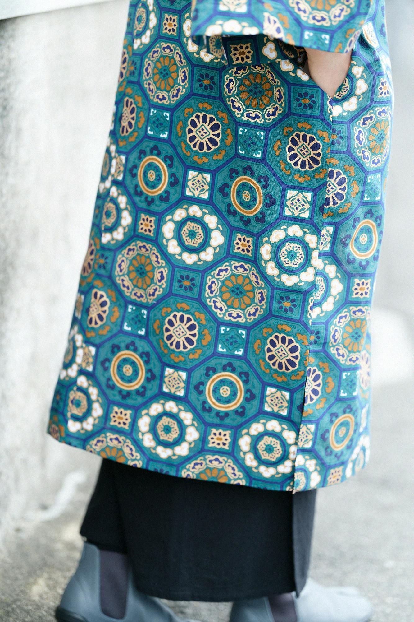 知多木棉 文 大帷洋裝／華麗 碧玉色