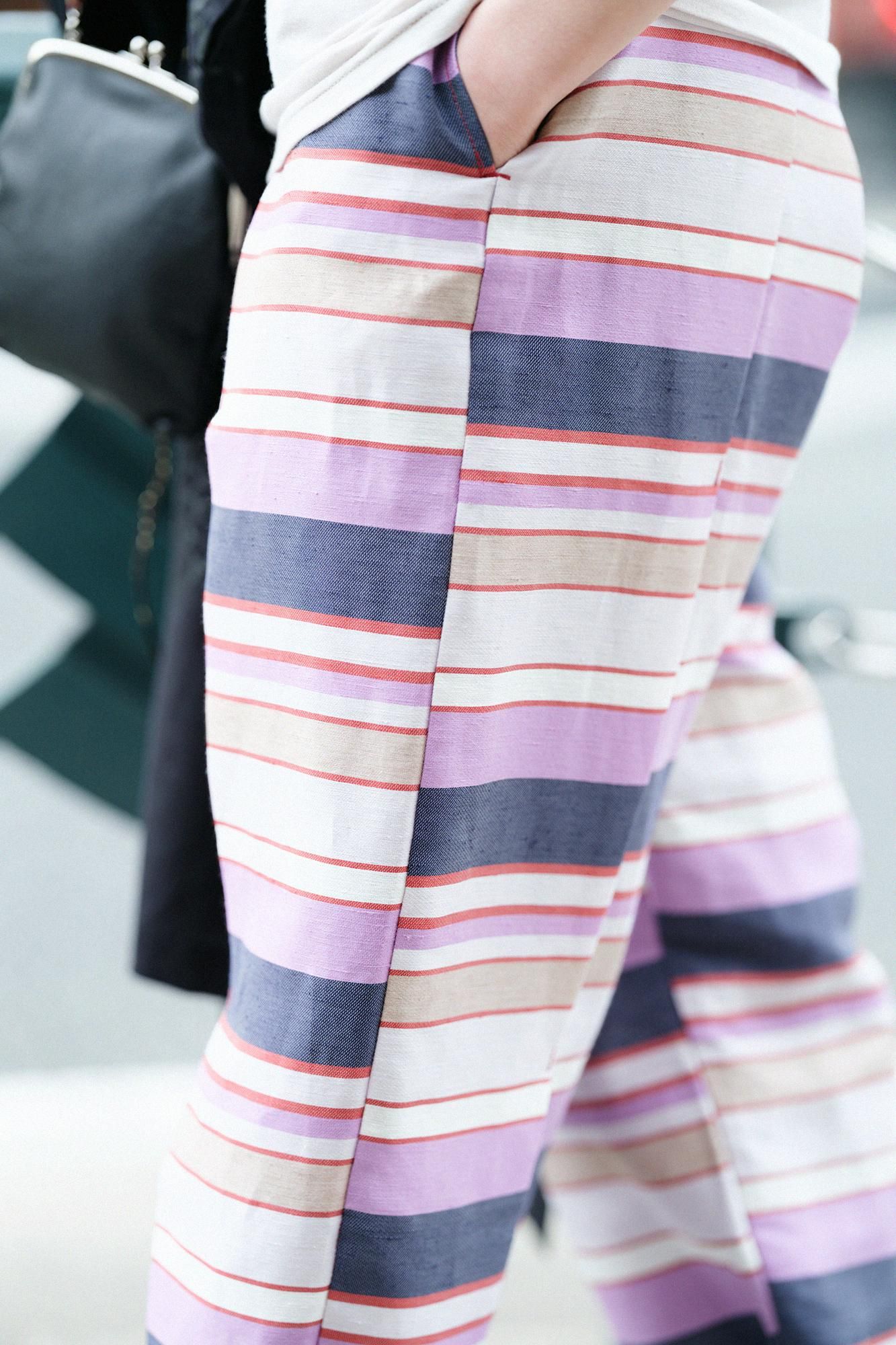 一褶 工人褲/橫條紋夜櫻