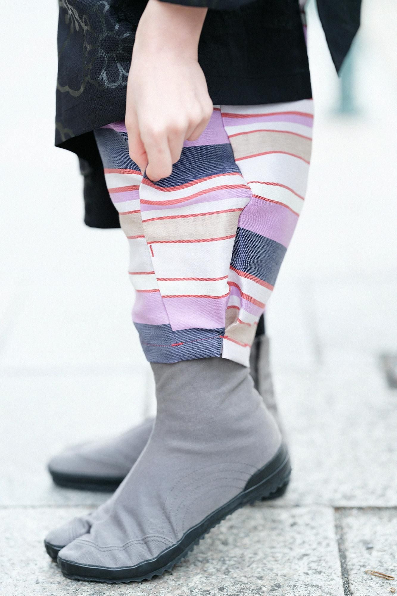 一褶 工人褲/橫條紋夜櫻