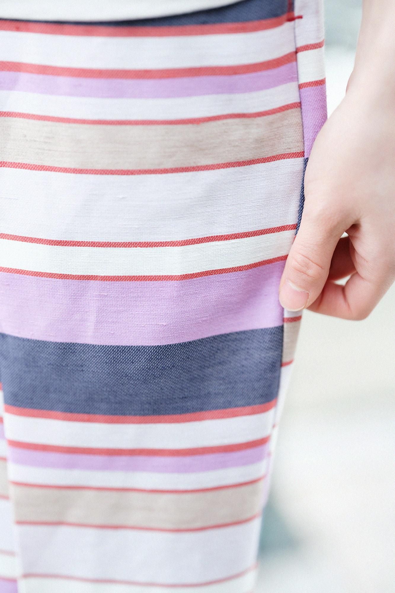 一褶 工人褲/橫條紋夜櫻