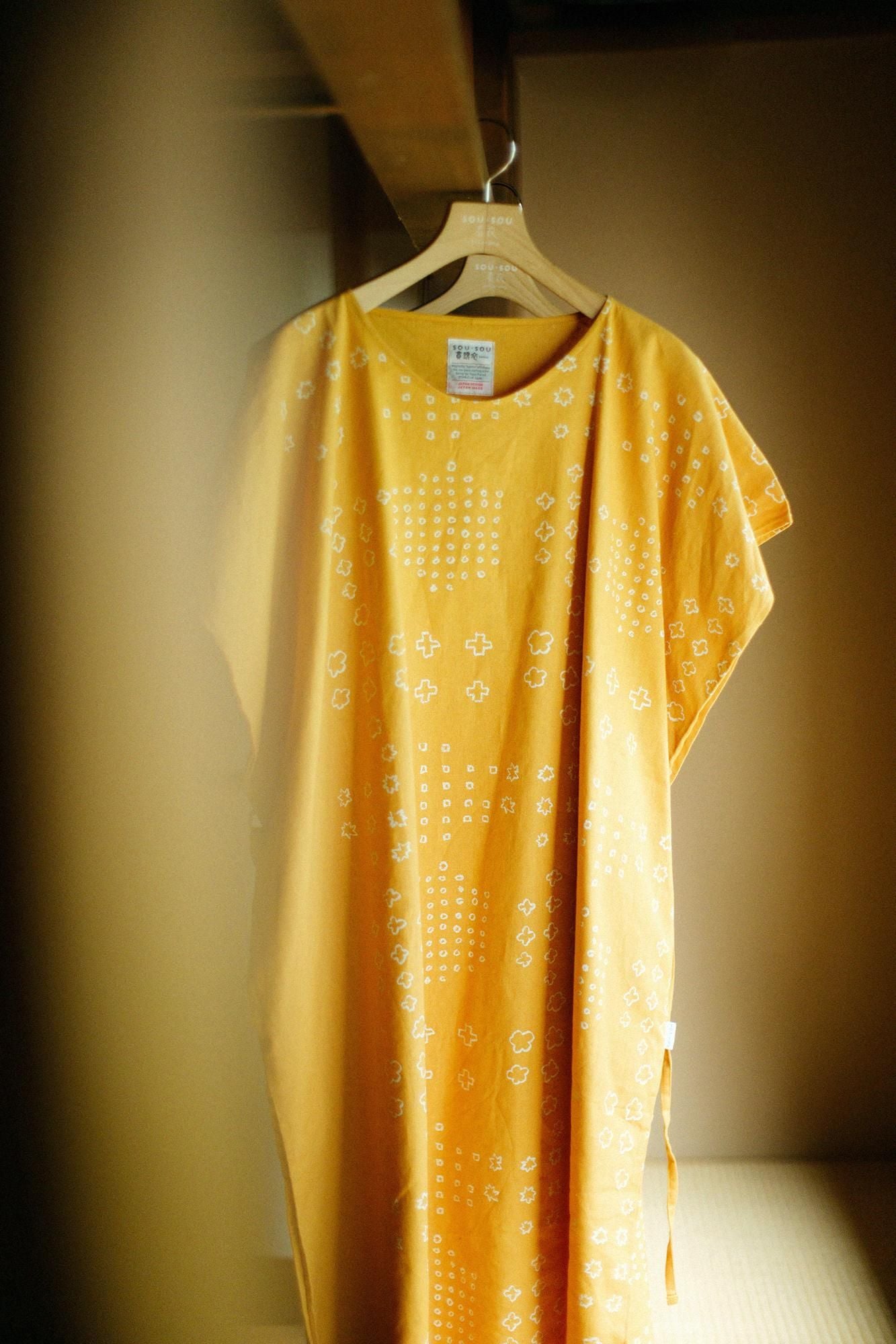 【官網限定】麻 長方形洋裝（chohokei）/山霰和留白 金黃色