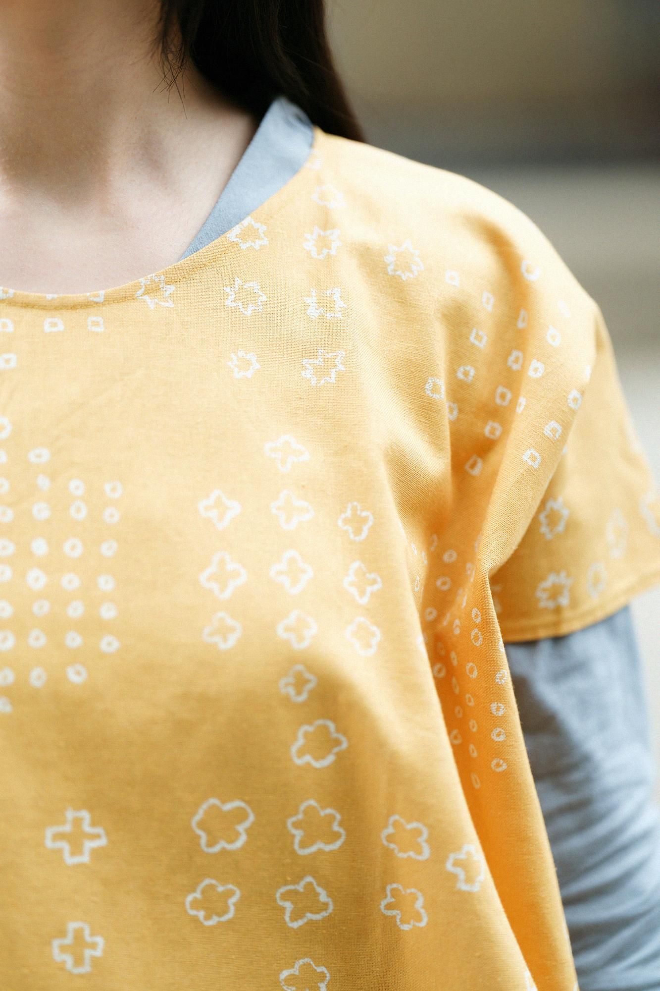 【官網限定】麻 長方形洋裝（chohokei）/山霰和留白 金黃色