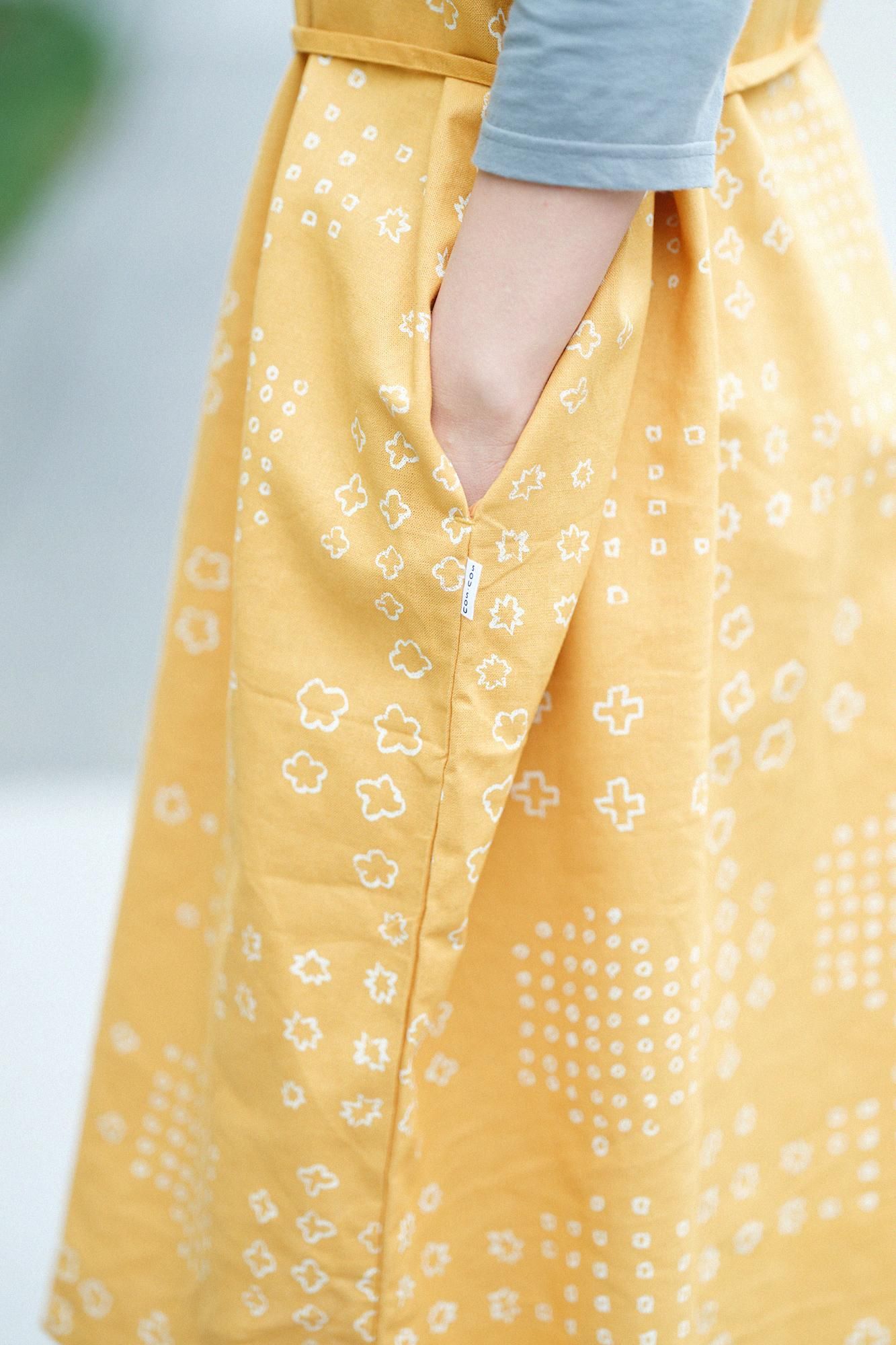 【官網限定】麻 長方形洋裝（chohokei）/山霰和留白 金黃色