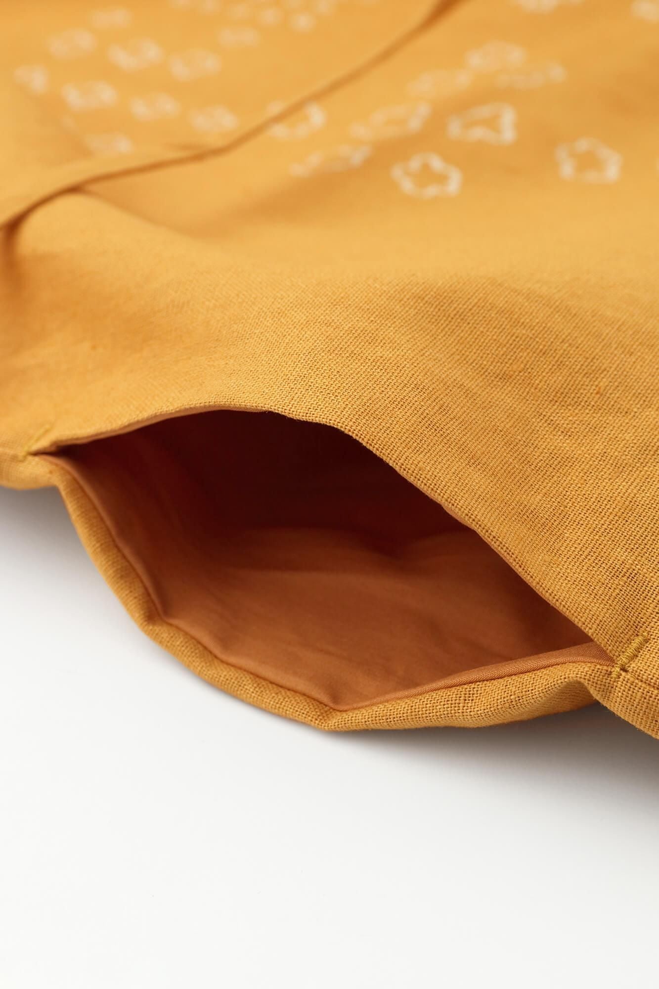 【官網限定】麻 長方形洋裝（chohokei）/山霰和留白 金黃色