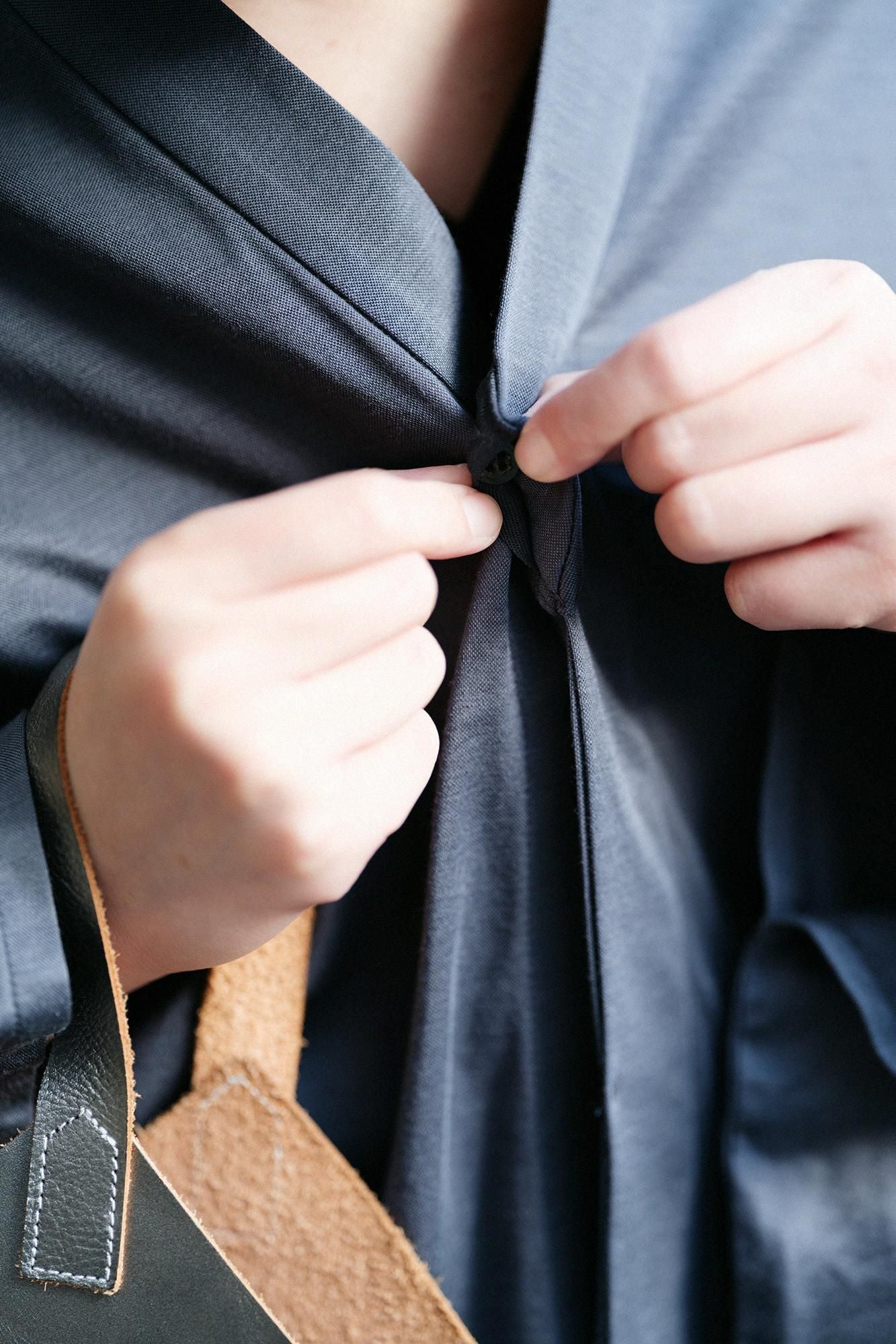 면큐프라 아미 나기나타 카리고로모 가는 옷깃, 짧은 길이(미지카타케)/리드 컬러