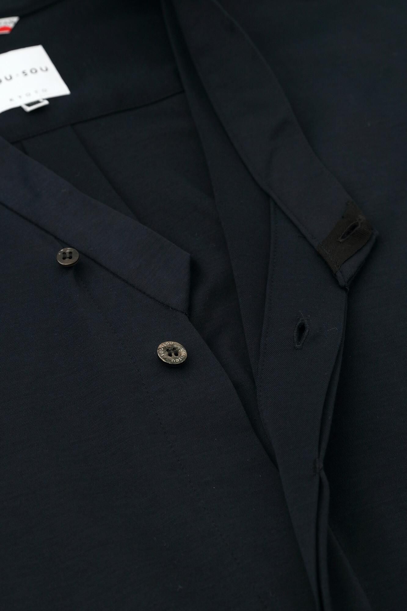 Cotton Cupra Knit Naginata Shirt Narrow Collar Short Length / Dark Navy