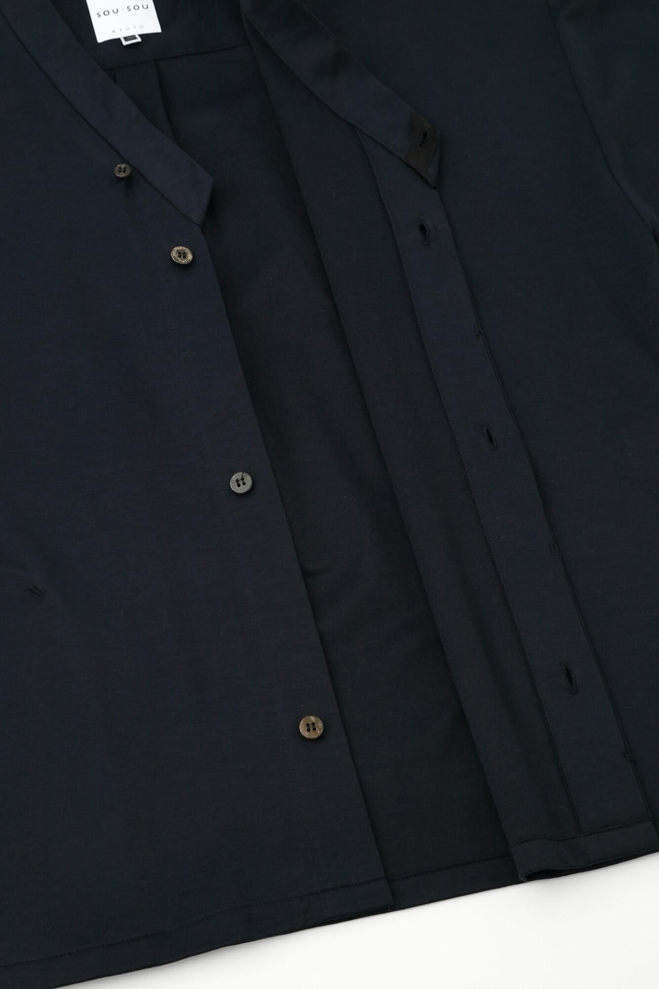 Cotton Cupra Knit Naginata Shirt Narrow Collar Short Length / Dark Navy